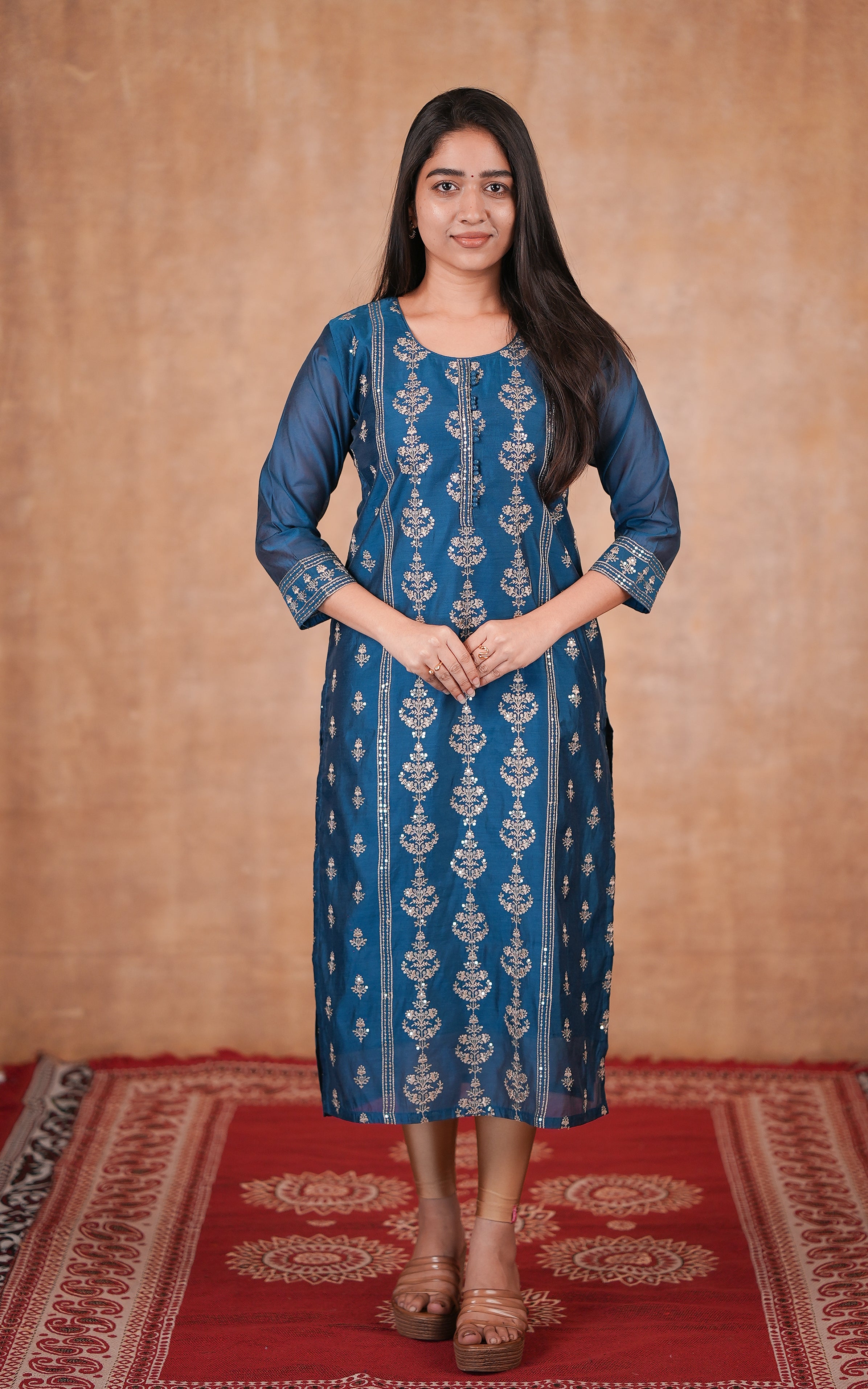 Comfortable art silk straight cut kurti for women