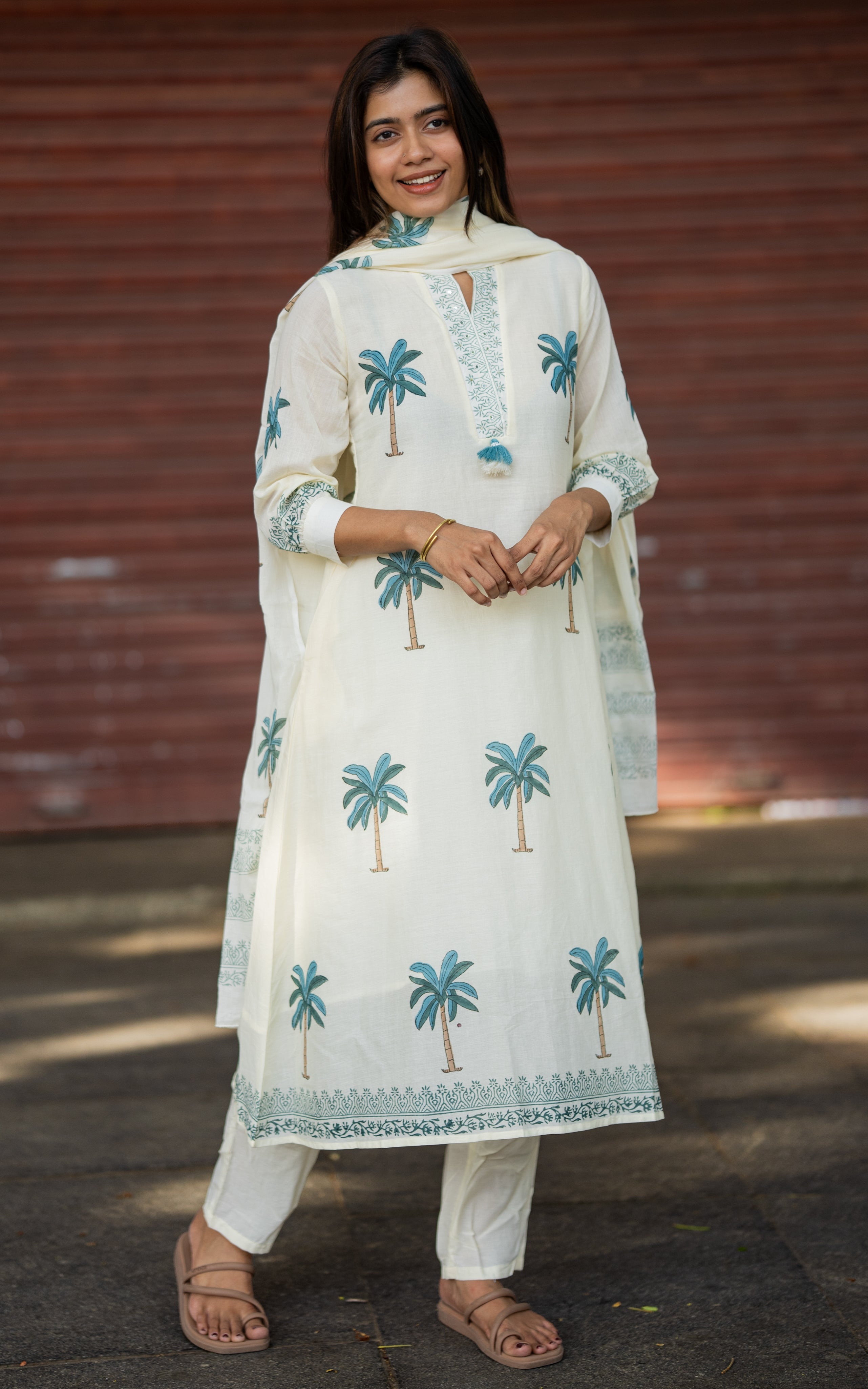 White Beauty B (Kurti+Pant+Dupatta)
