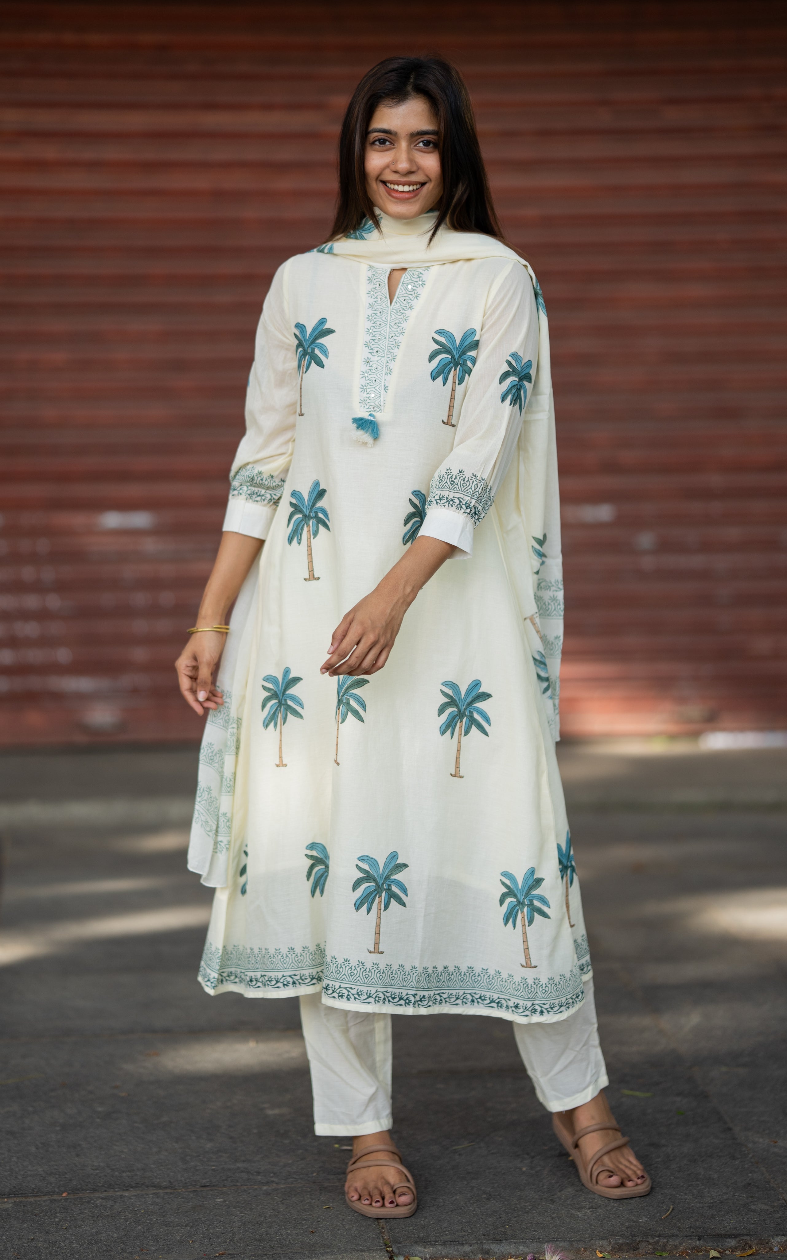 White Beauty B (Kurti+Pant+Dupatta)