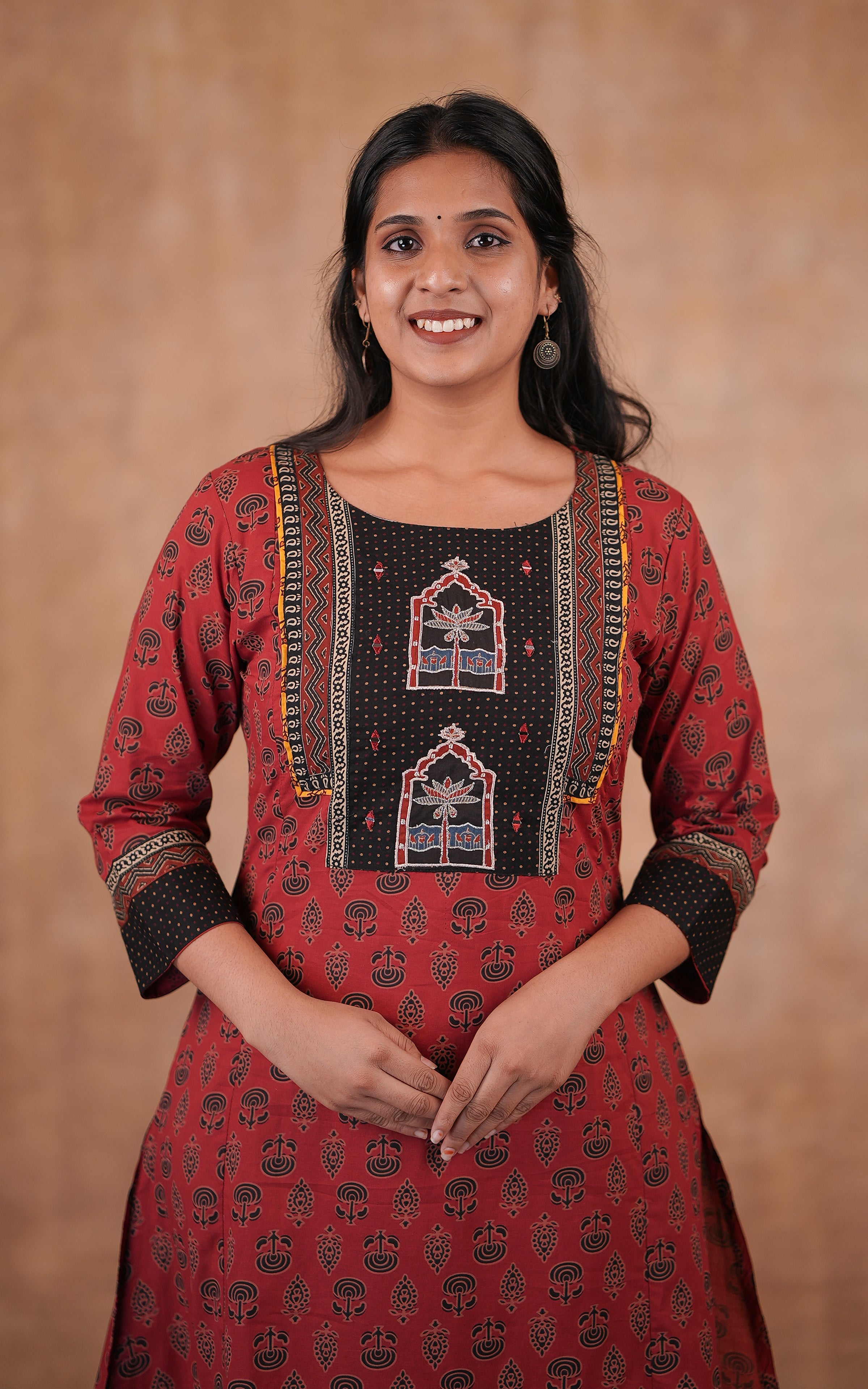 Printed cotton side slit Aline kurti for women