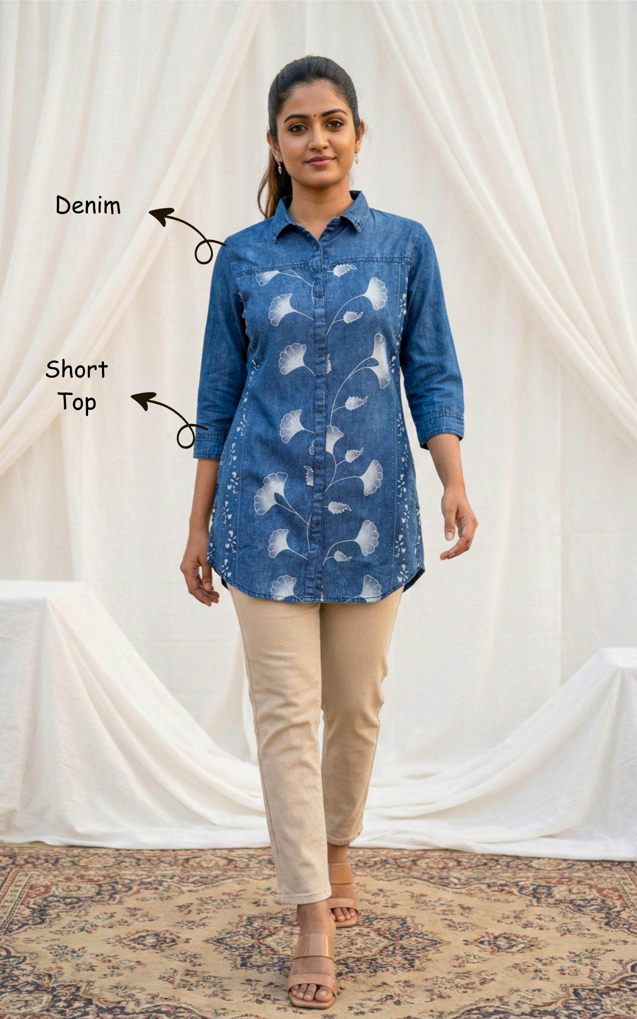 Instore – Denim Blue Suhani Kurti for Women – Denim – Indian Ethnic Wear