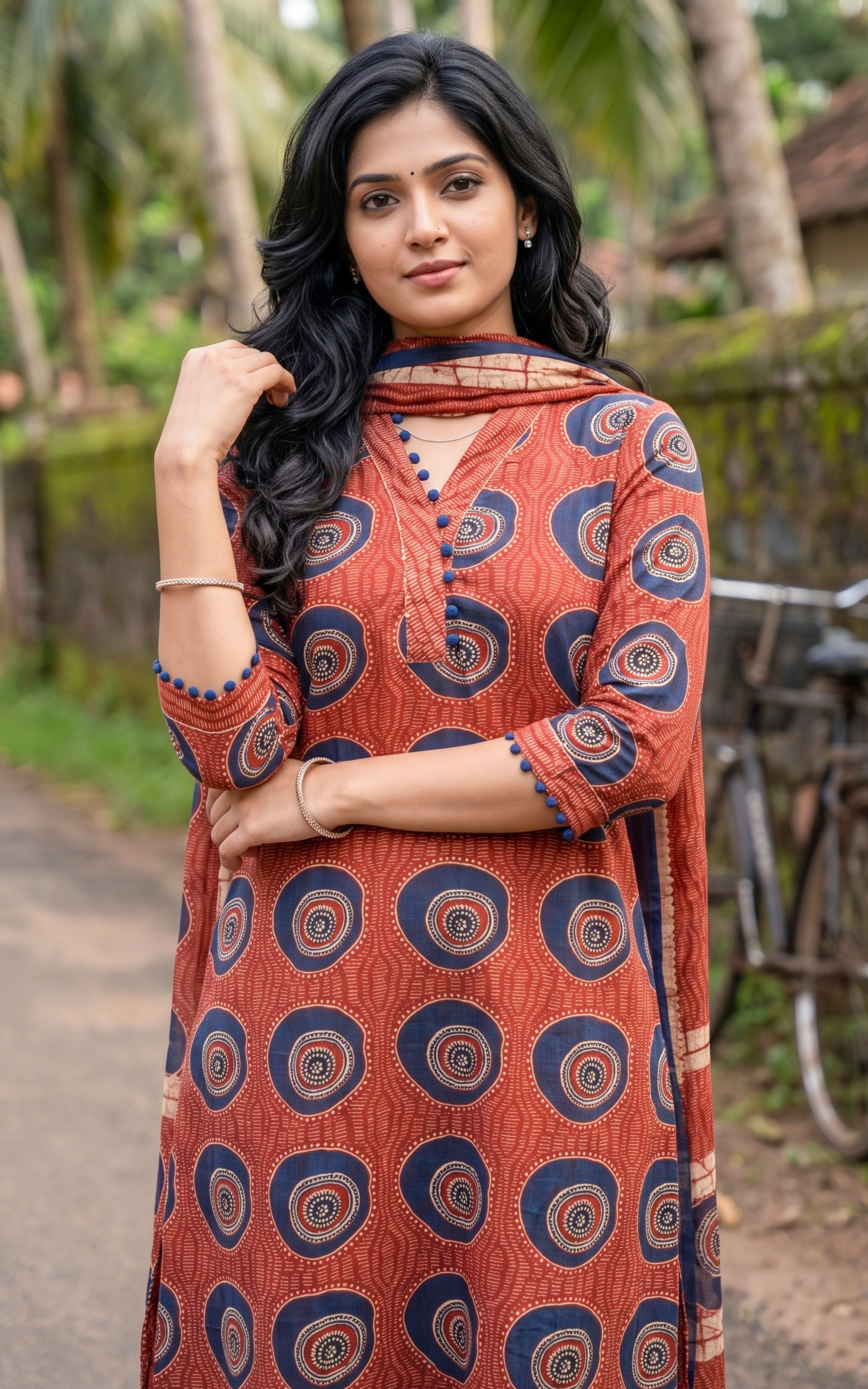 Maroon Cotton Kurti Set for Women
