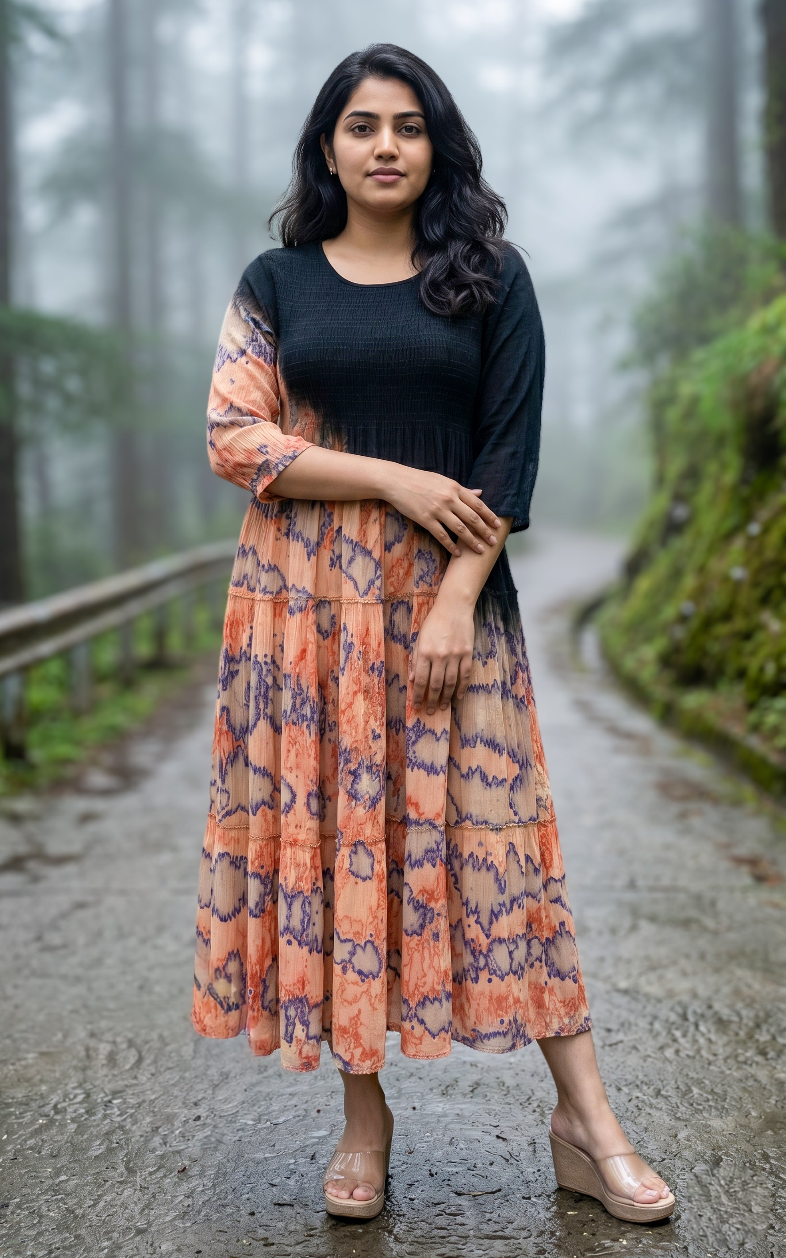 Multicolor viscose indo western maxi for women