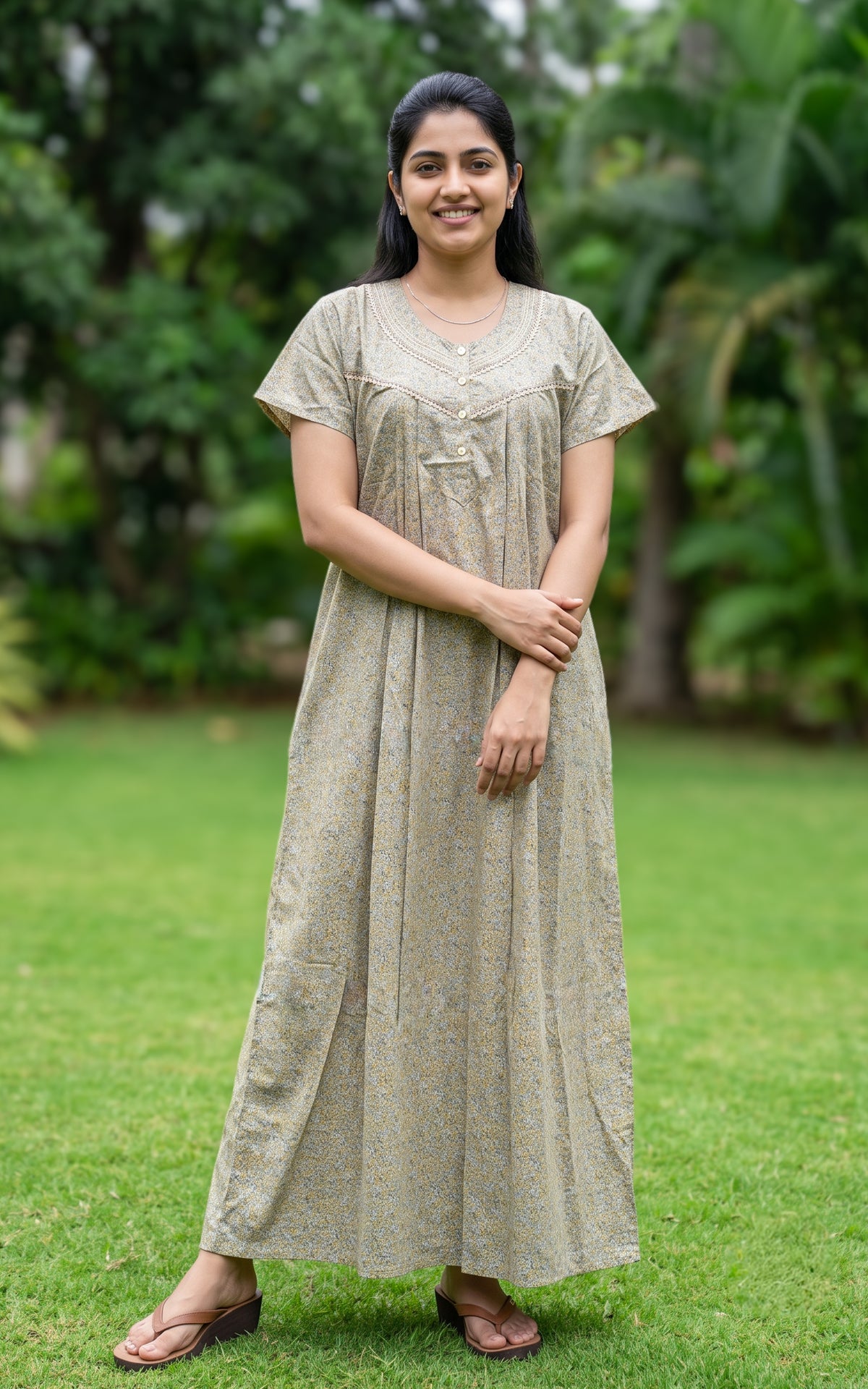 Cotton Straight Fit Nighty-166SS1B