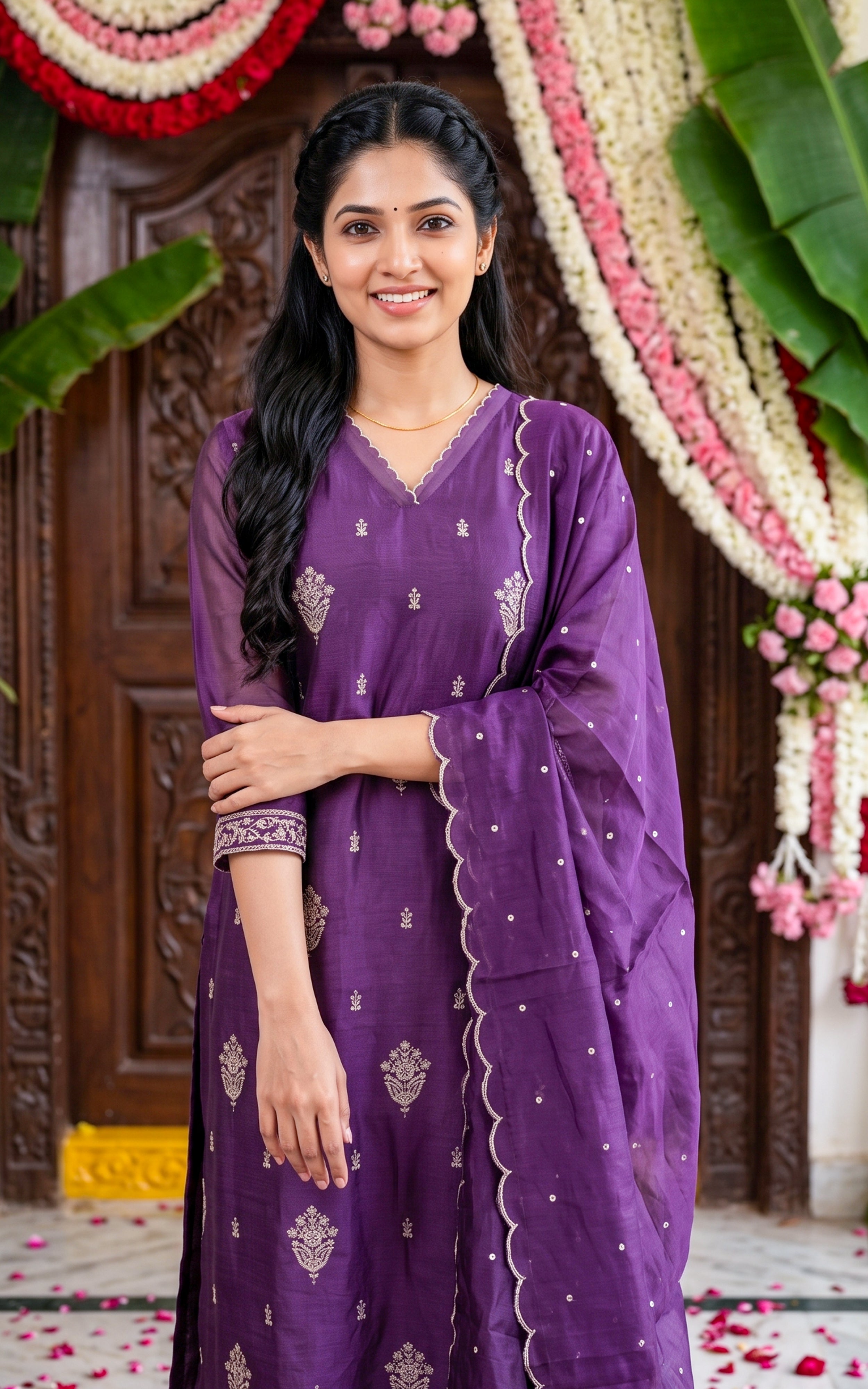 Bhagyashree Violet (Kurti+Pant+Dupatta)