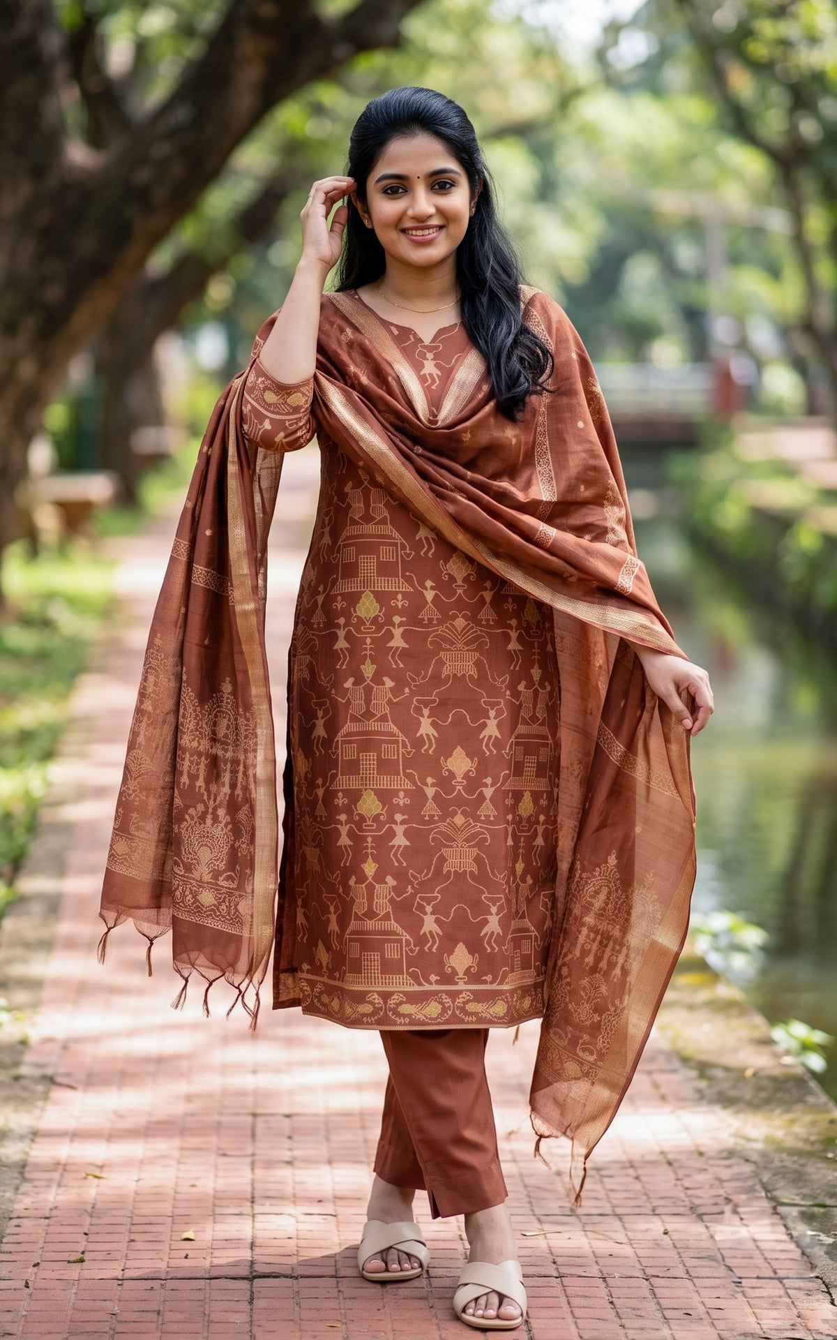Farhana Copper (Kurti+Pant+Dupatta)