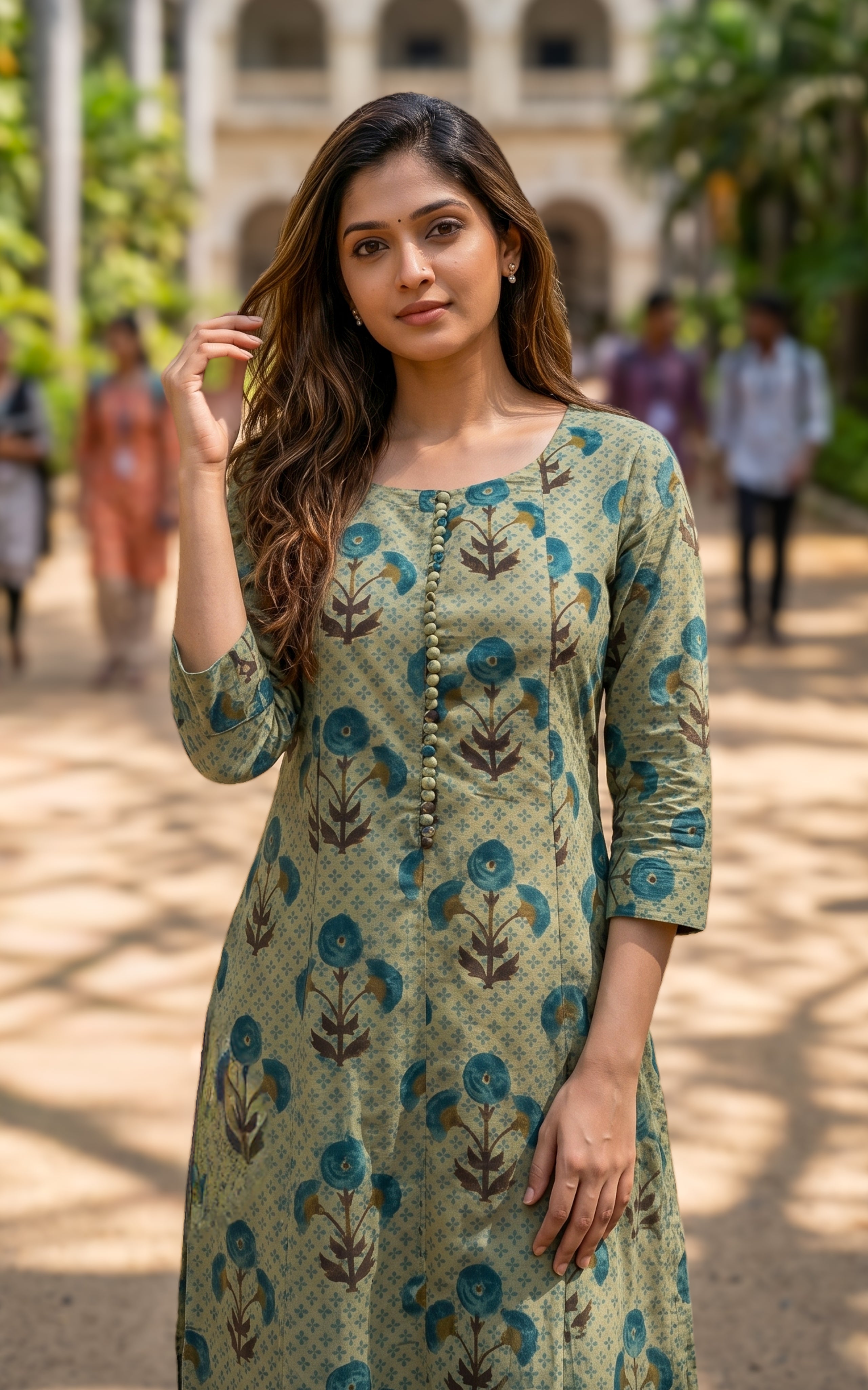 Elegant green Aline kurti for women