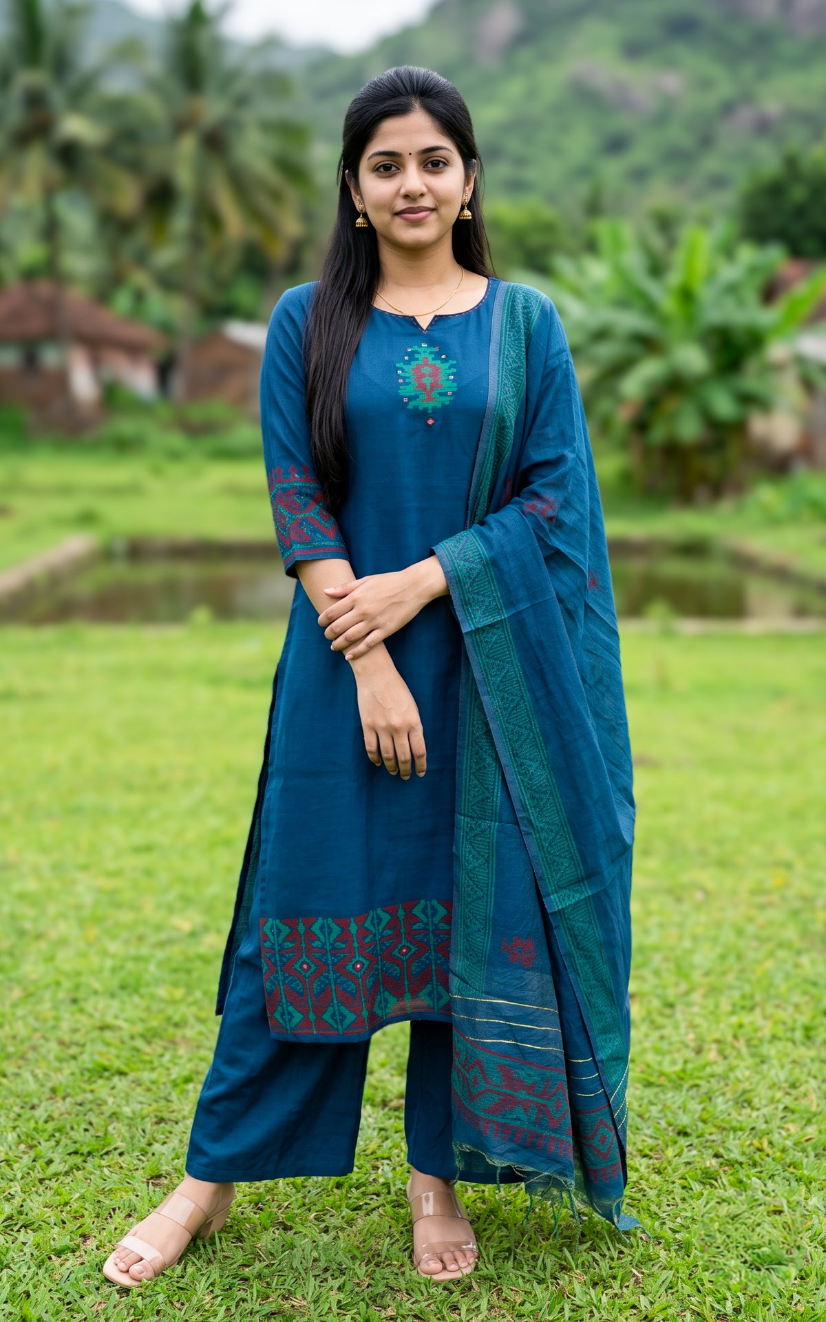 Kathija Handblock (Kurti+Pant+Dupatta)