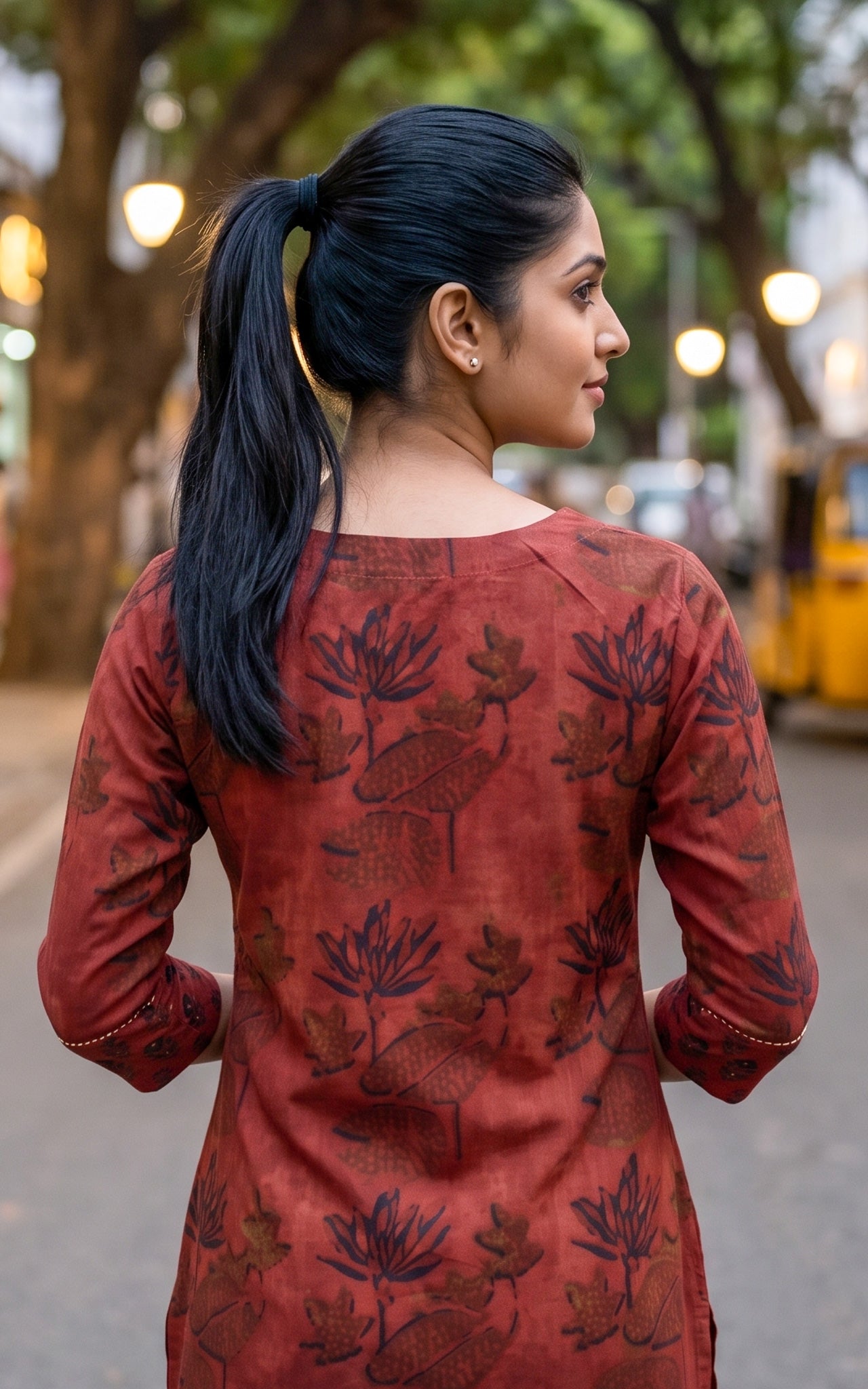 Maroon Cotton Ethnic Wear Kurti Set for Women