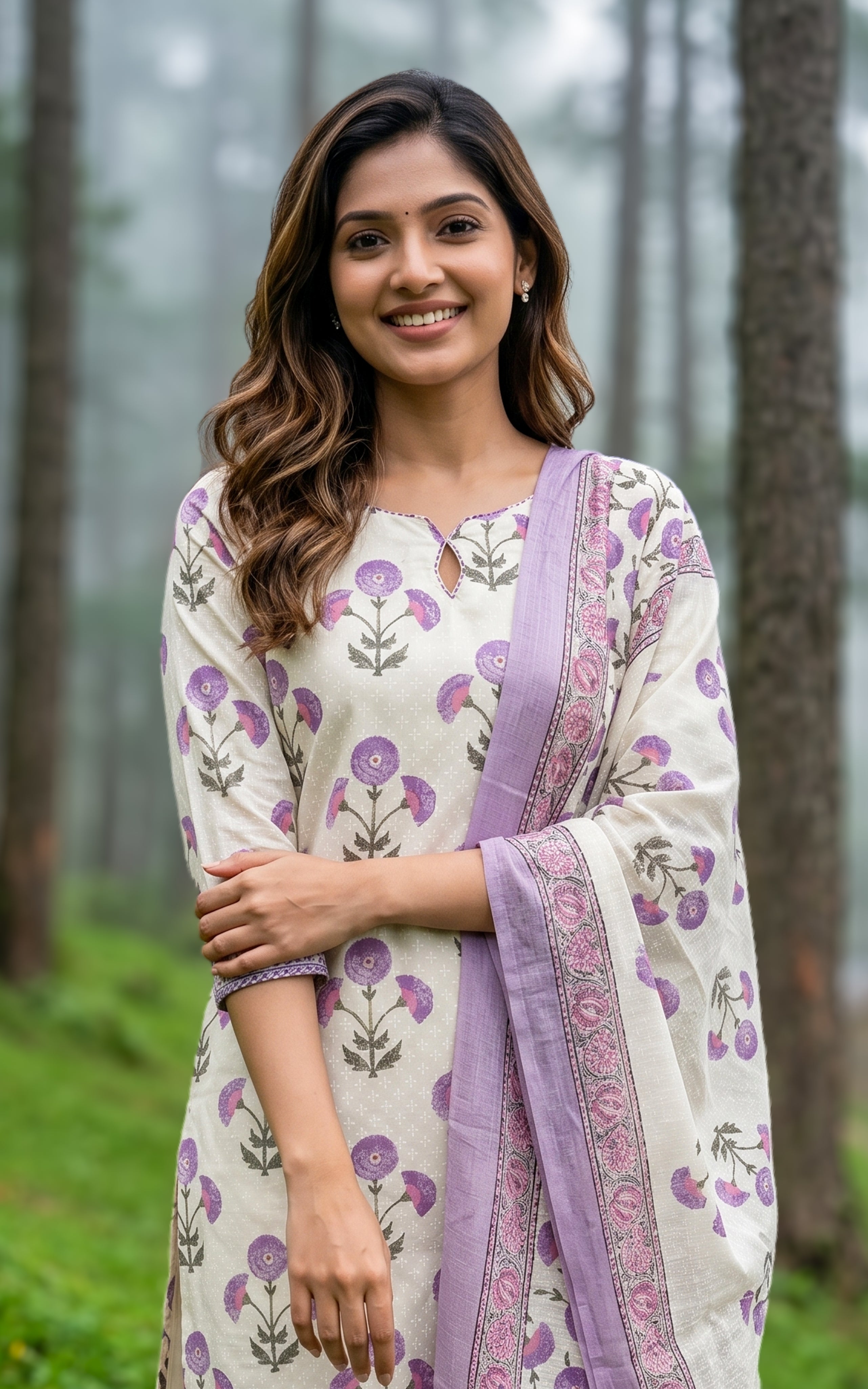 Printed cotton kurti with soft cotton dupatta for women