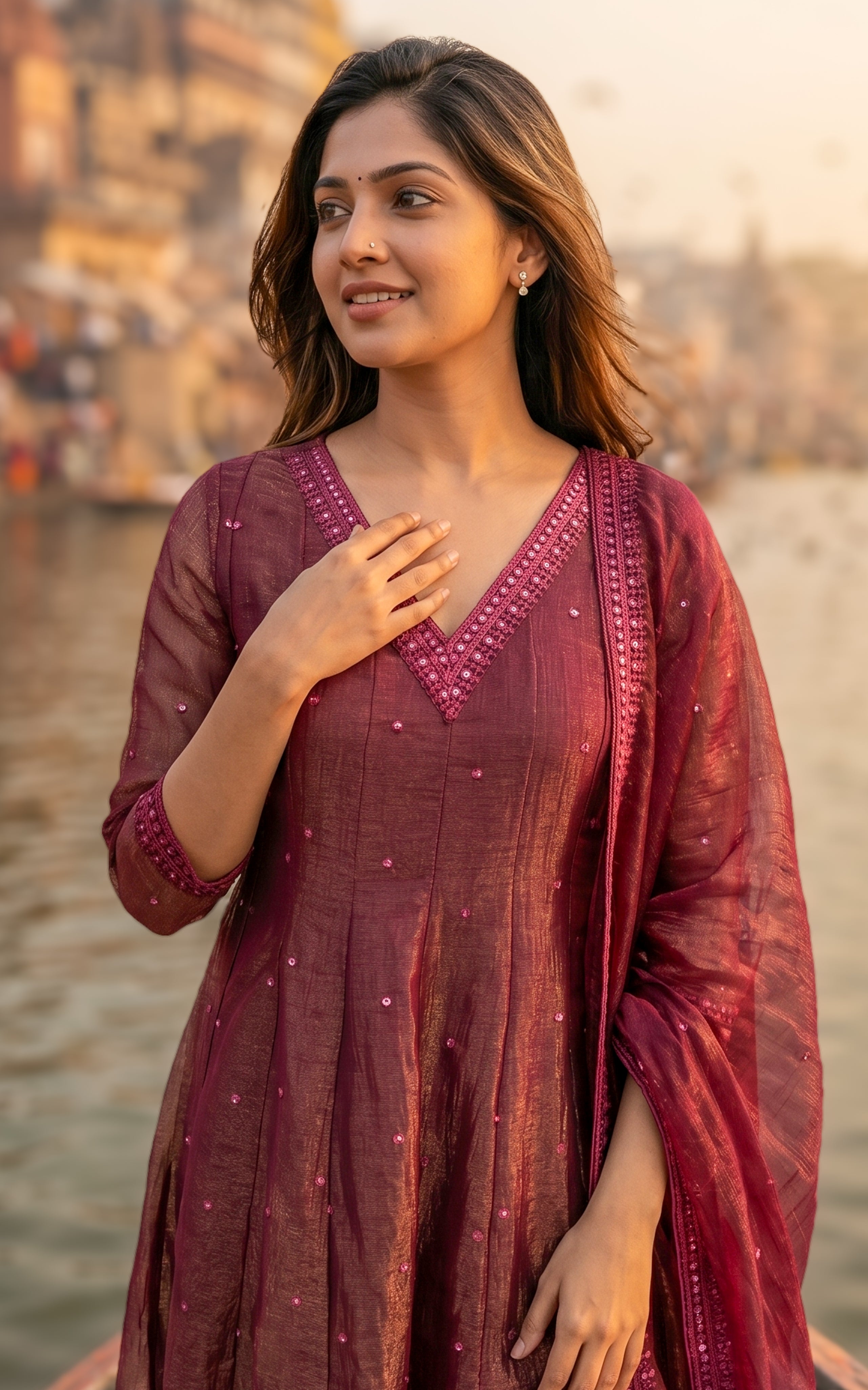 Mellinam C (Kurti+Dupatta)