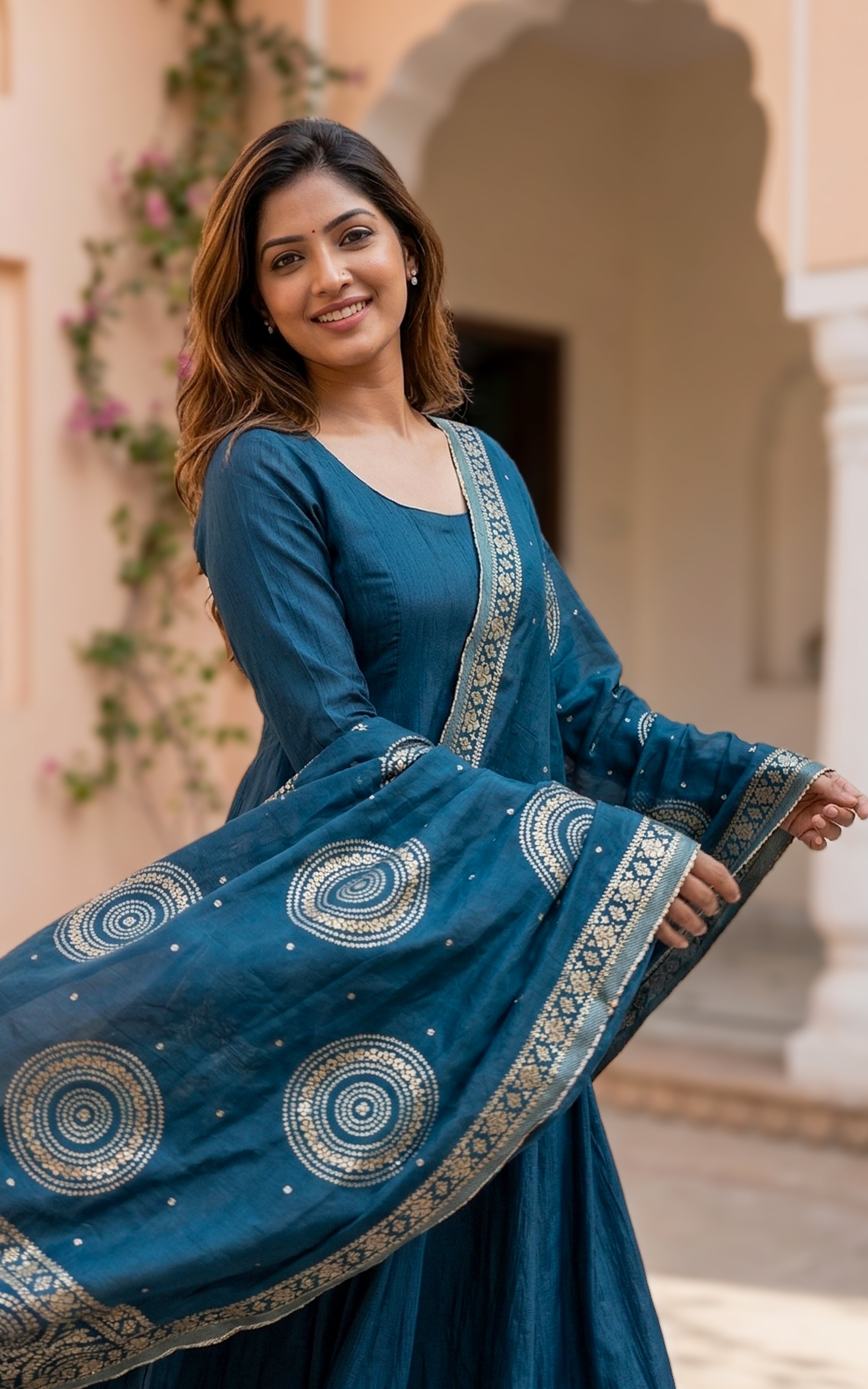 Sreelakha Teal (Kurti+Dupatta)