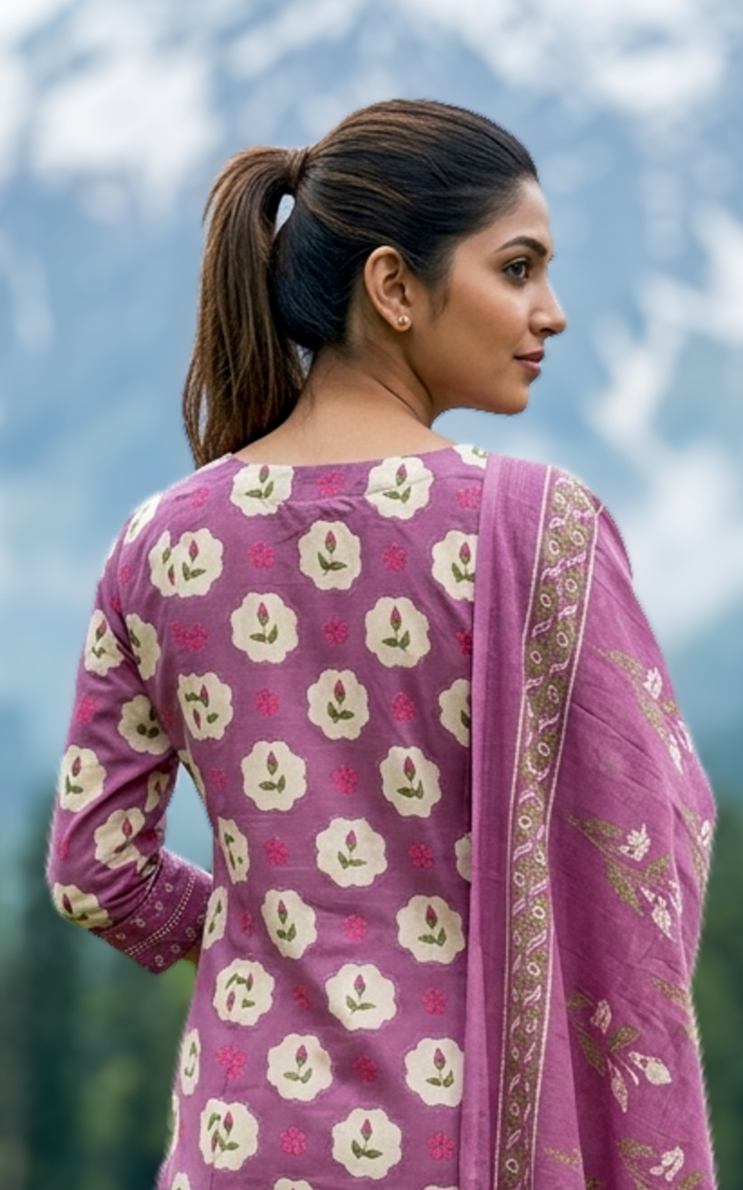 Stylish Onion Pink Cotton Kurti Set For Women