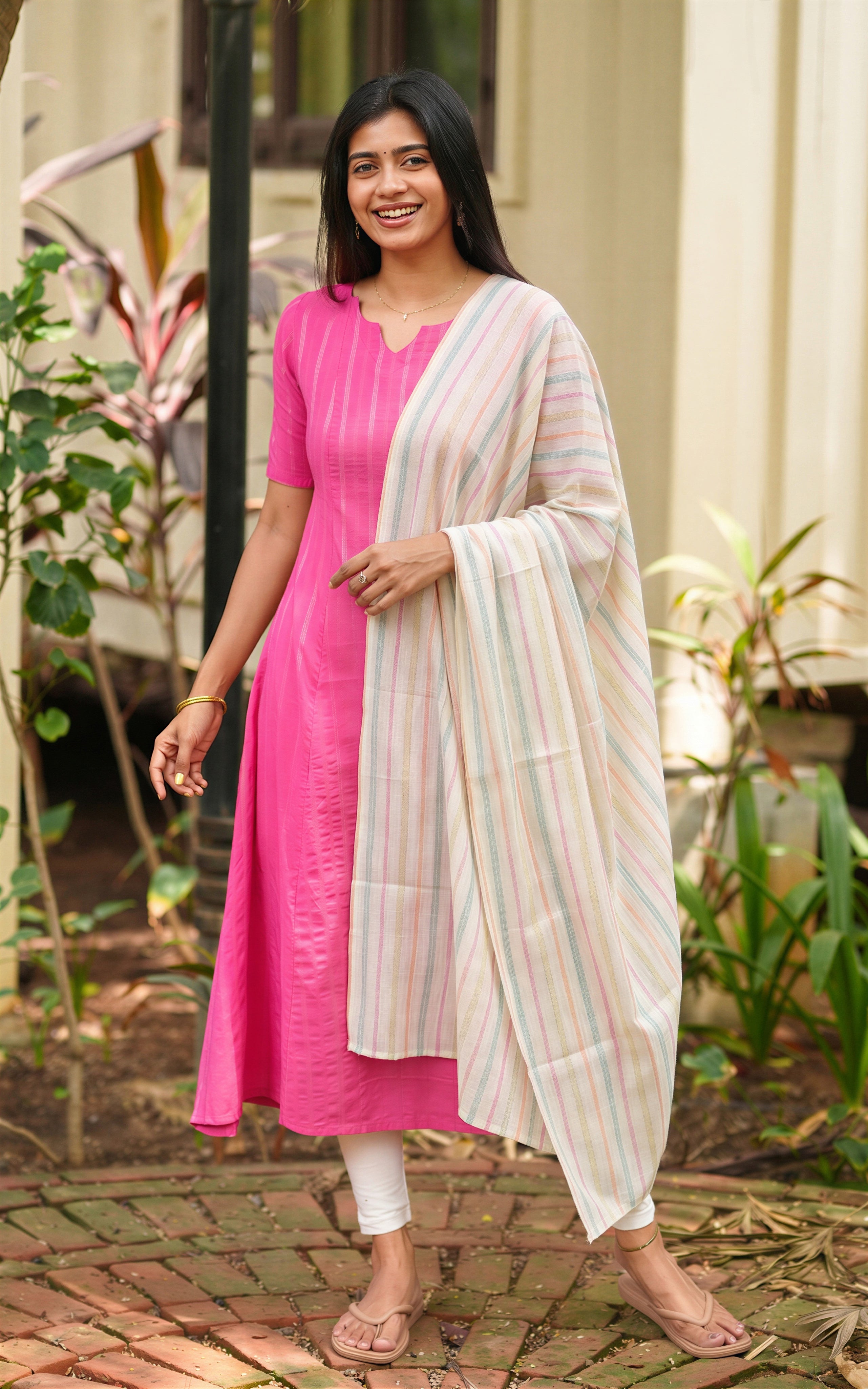 Pink Aline kurti for women 