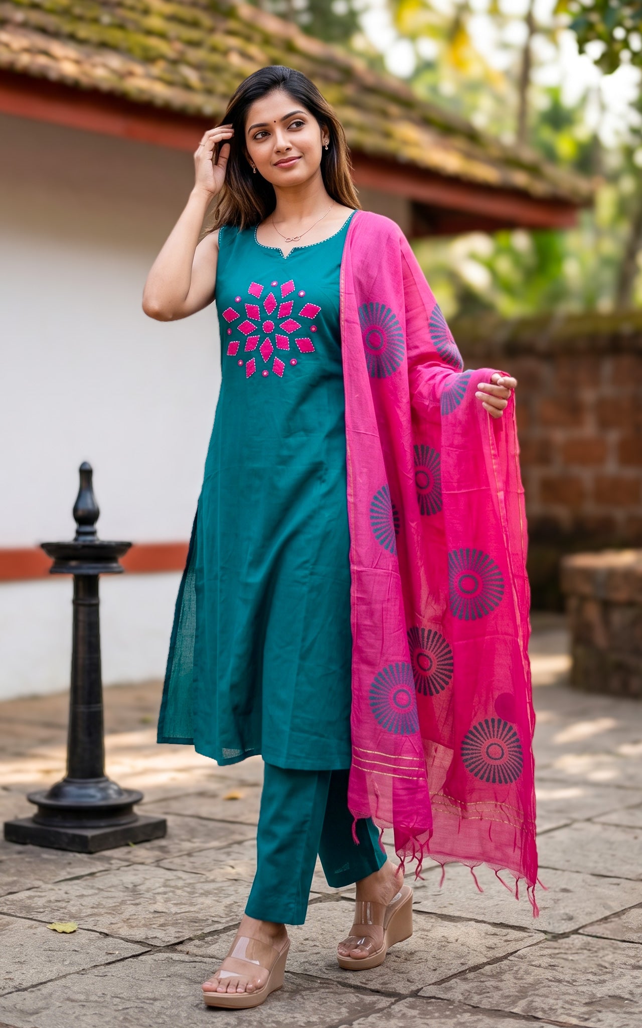 Dhanvika Handblock (Kurti Pant+Dupatta)