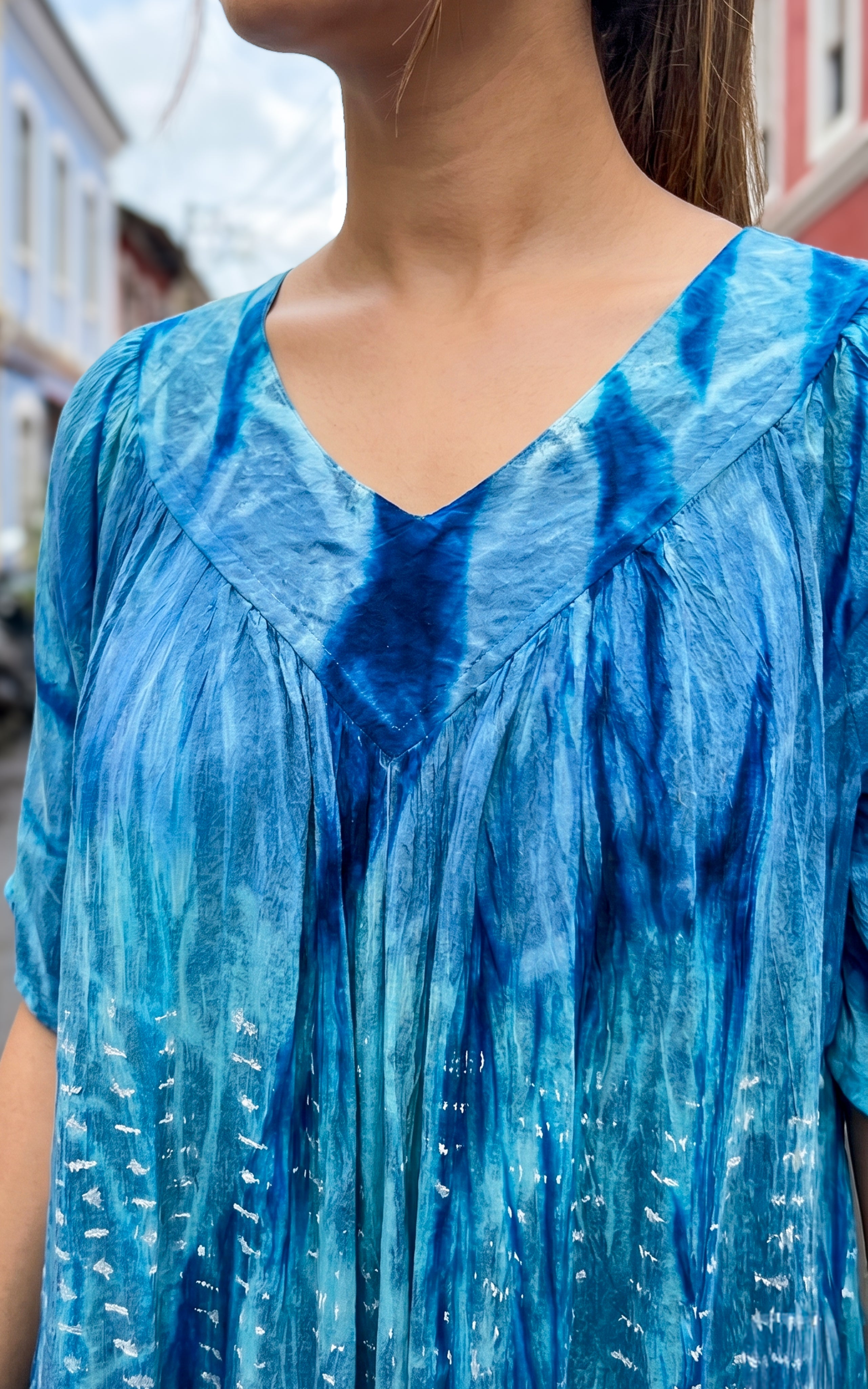 Blue casual wear short top for women