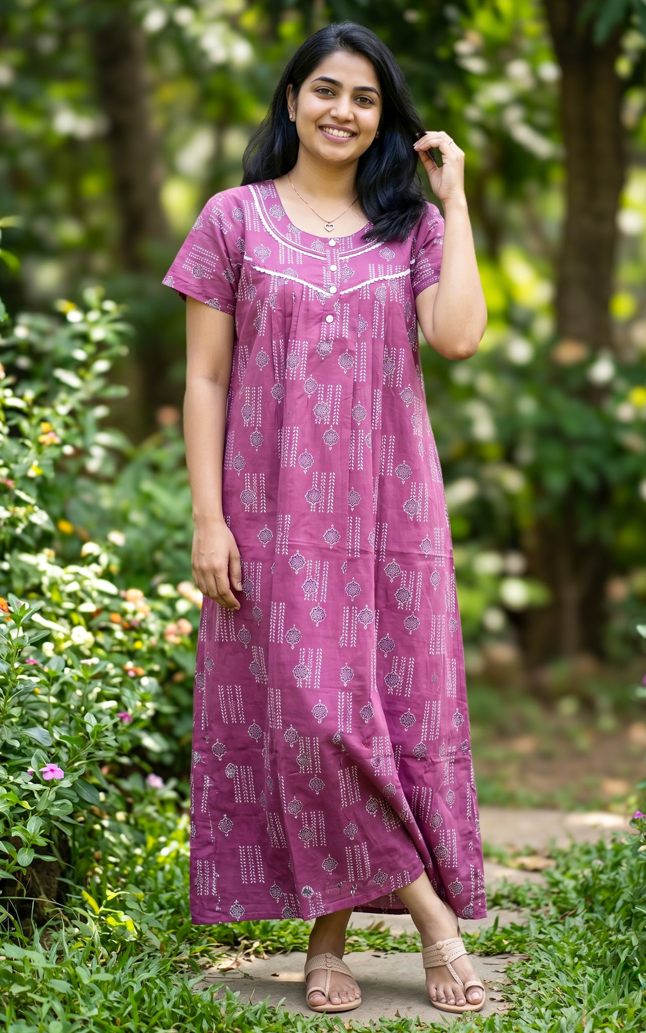 Cotton Straight Fit Nighty-162SS10