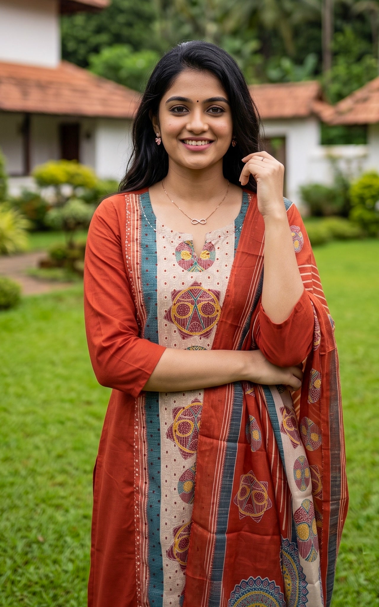 Losliya Rust (Kurti+Pant+Dupatta)