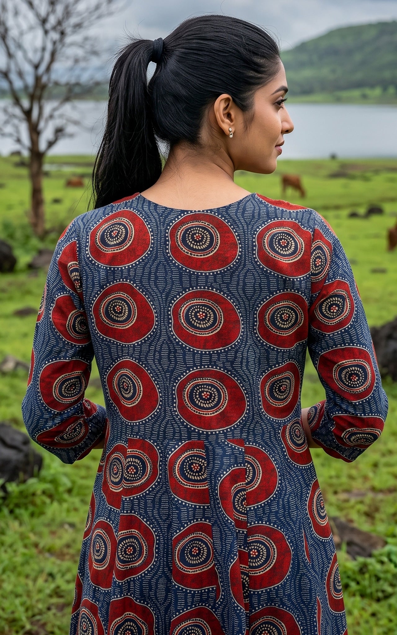Blue Cotton Ethnic Wear Kurti Dupatta for Women