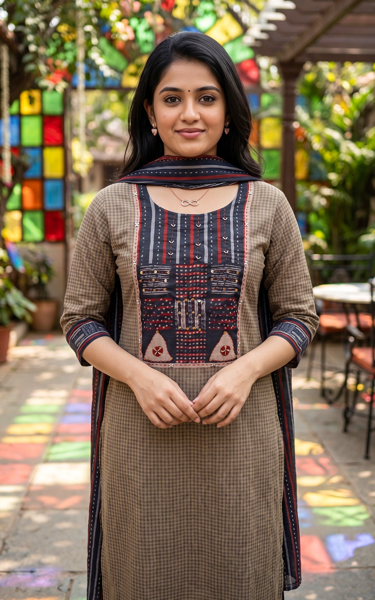 Grey South Cotton Office Wear Kurti Set for Women