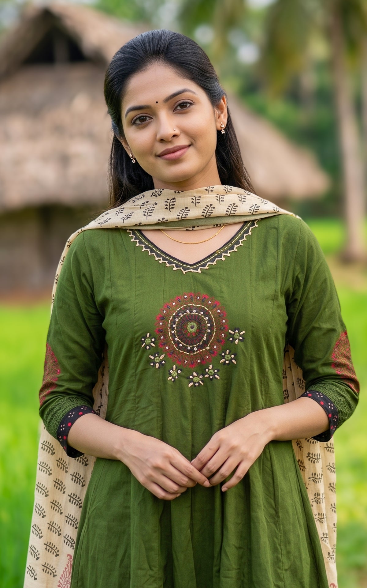 Panithuli Green (Kurti+Dupatta)