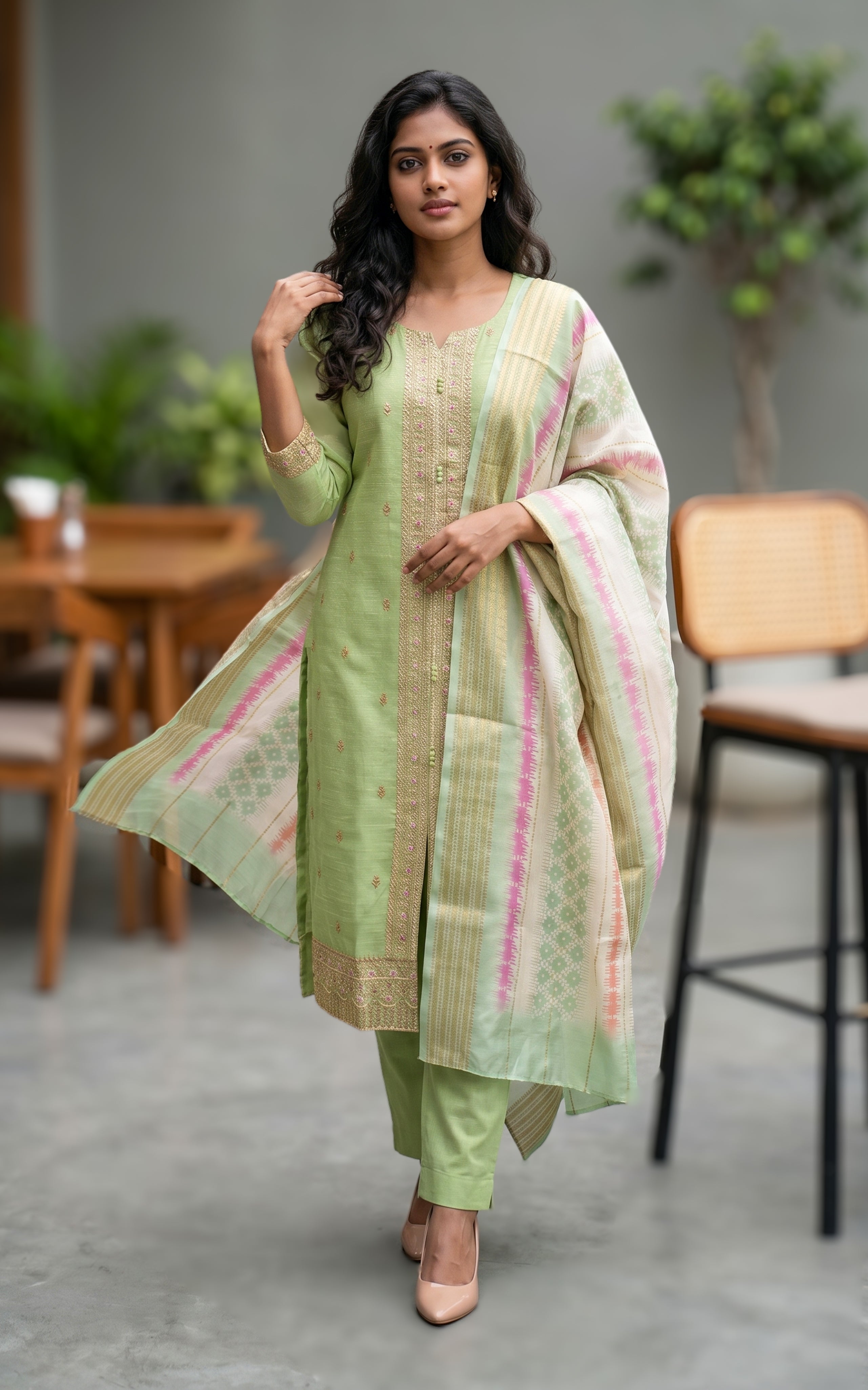 Nayagi A (Kurti+Pant+Dupatta)