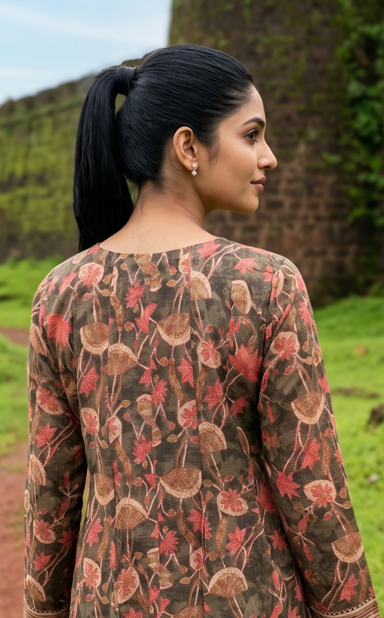 Stylish brown cotton kurti set