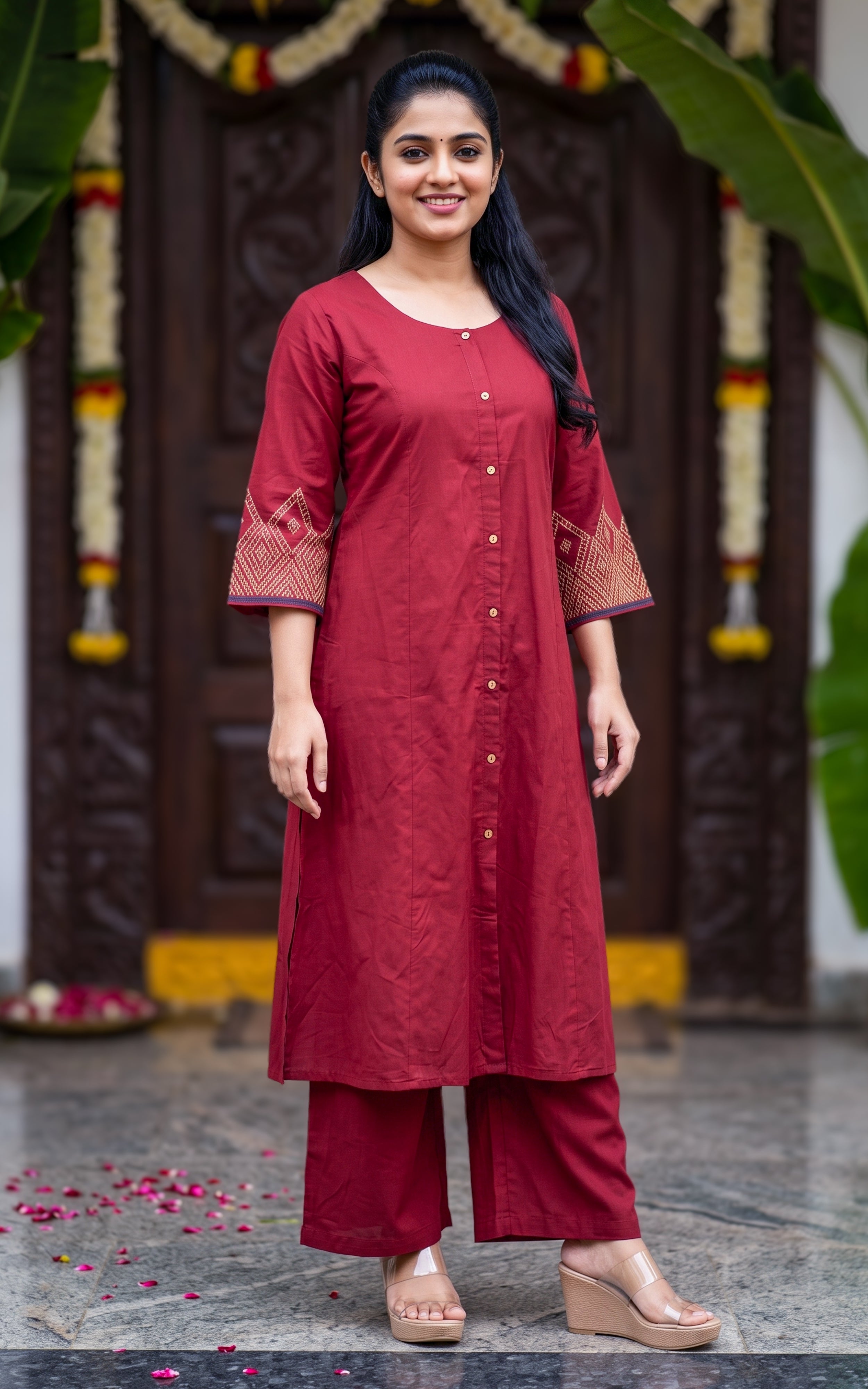 Joshna Maroon (Kurti+Pant)