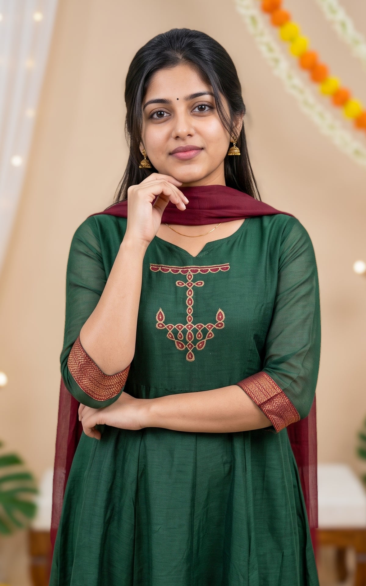 Vintage Vizha Kolam E (Kurti+Dupatta)