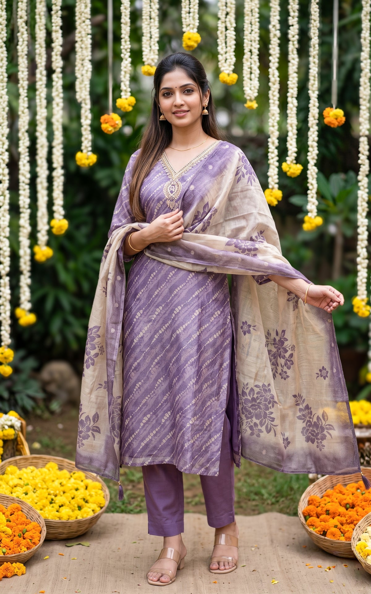 Aarunya Lavender (Kurti+Pant+Dupatta)