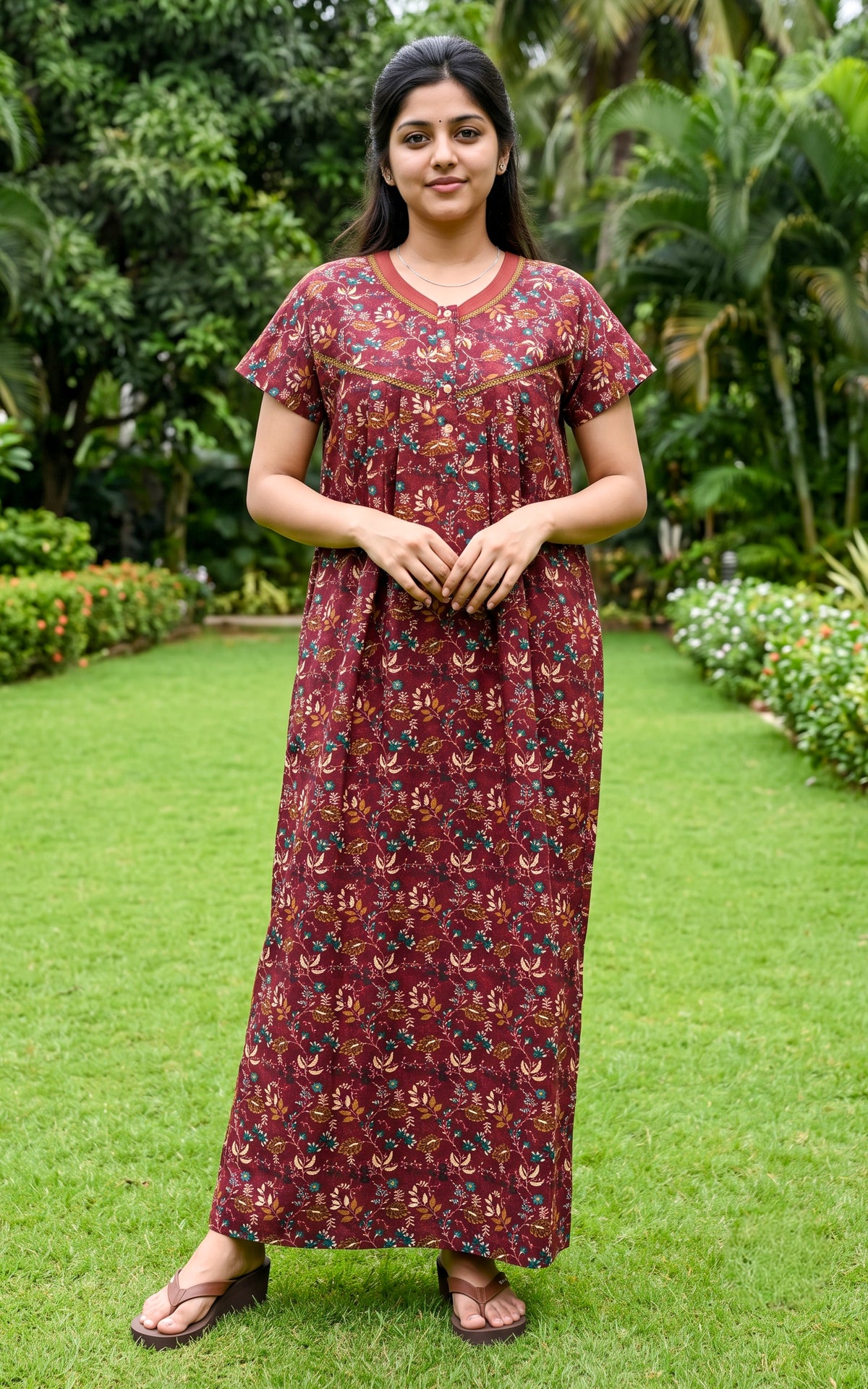 Cotton Straight Fit Nighty-165SS9A