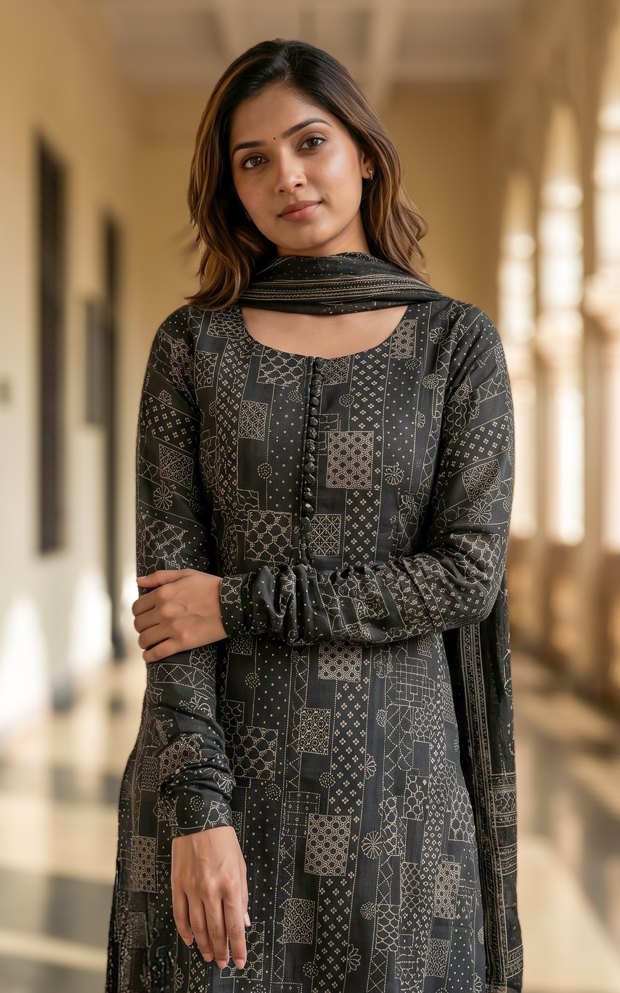 Black stylish Aline kurti set for women