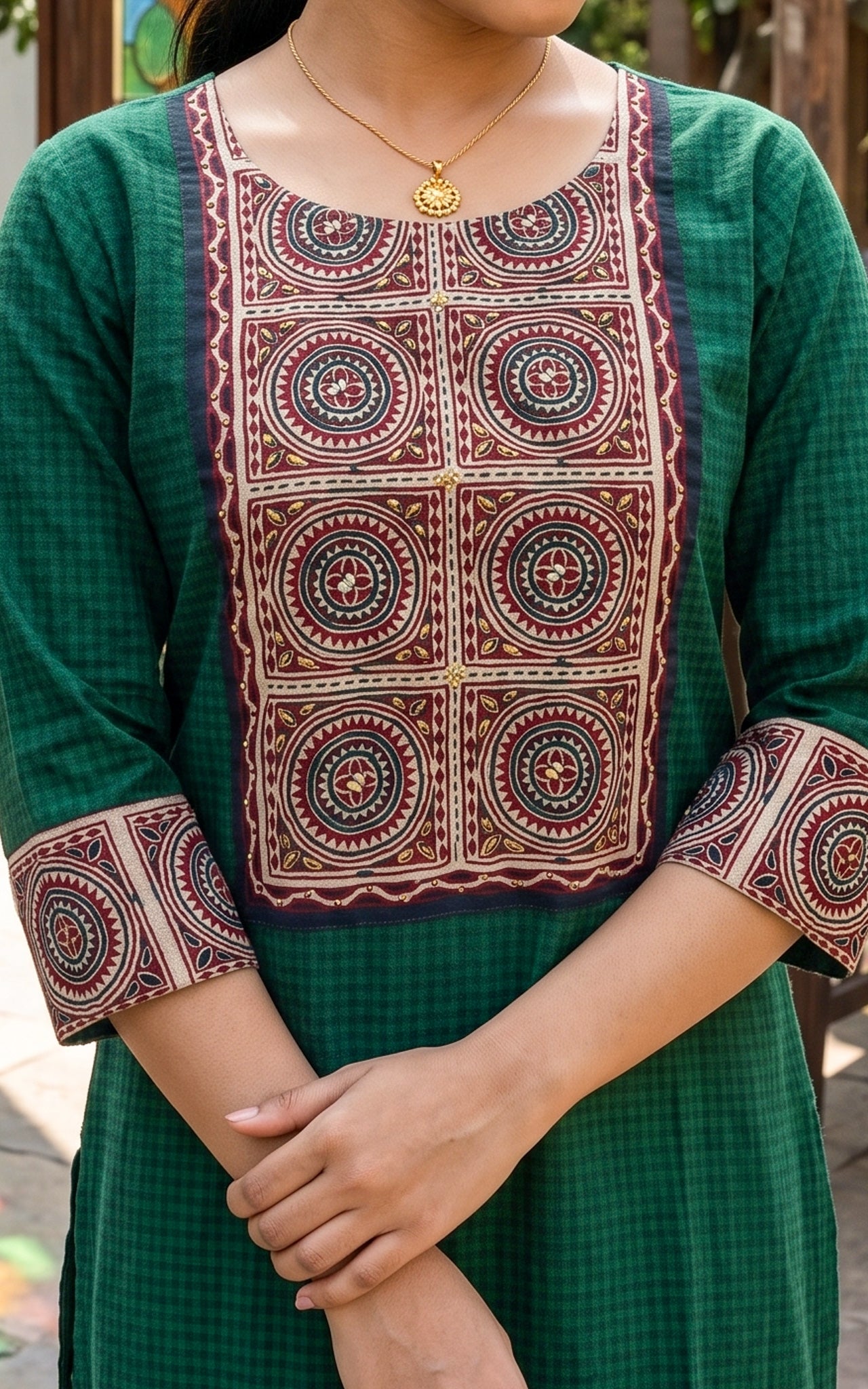 Green South Cotton Summer Collection Kurti Set for Women