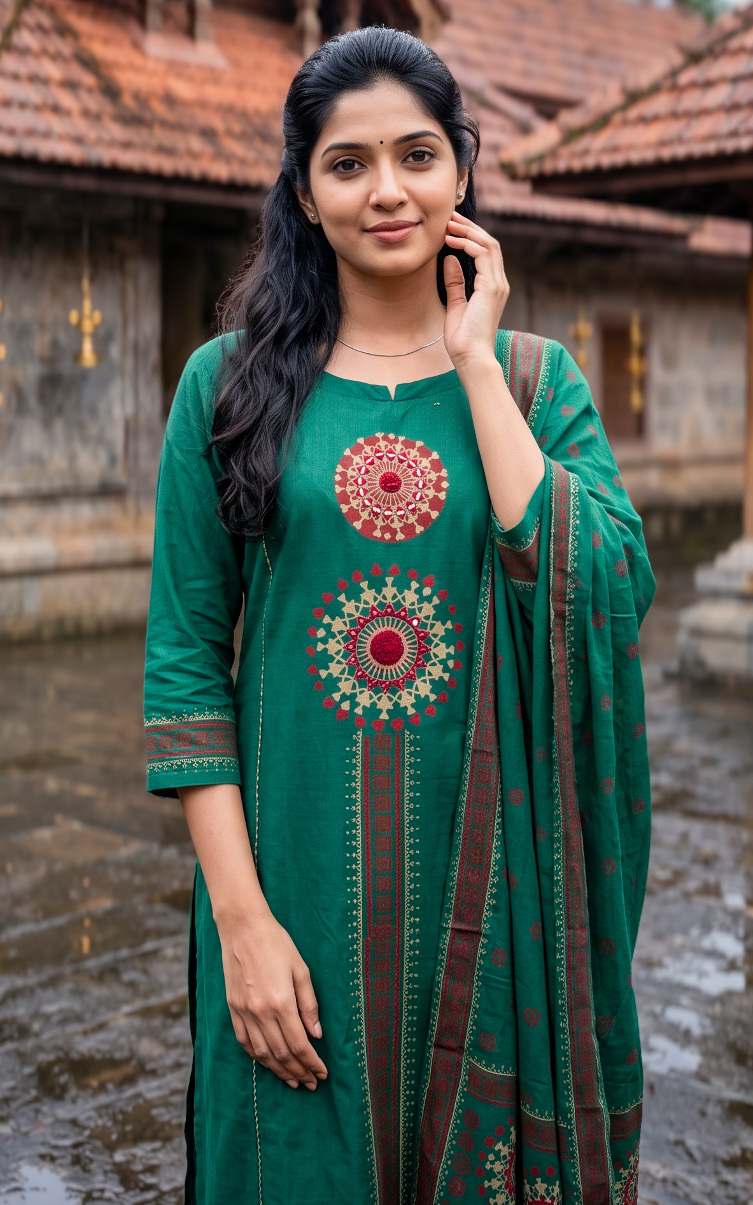 Gangai Handblock (Kurti+Pant+Dupatta)