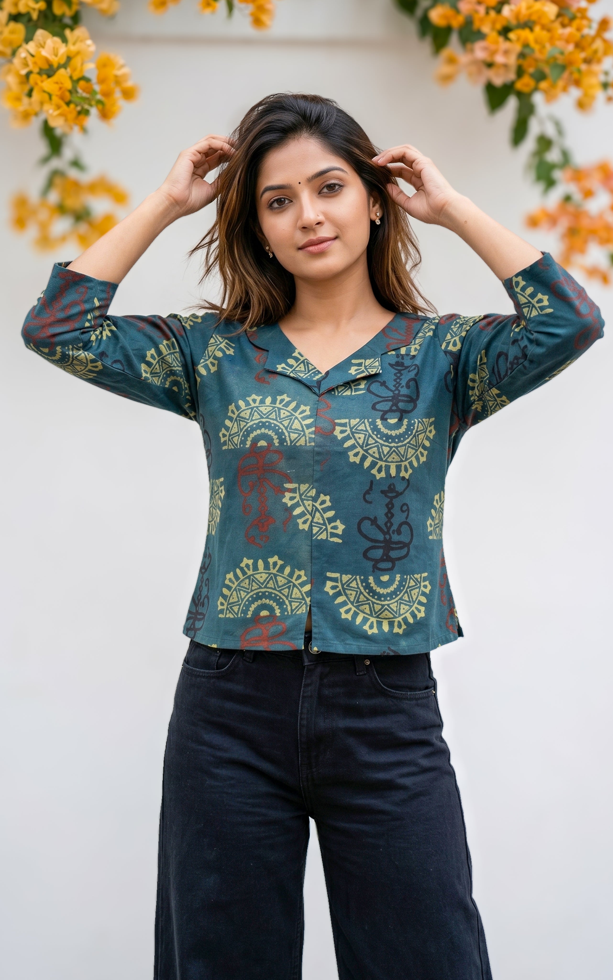 Printed cotton casual short kurti for women