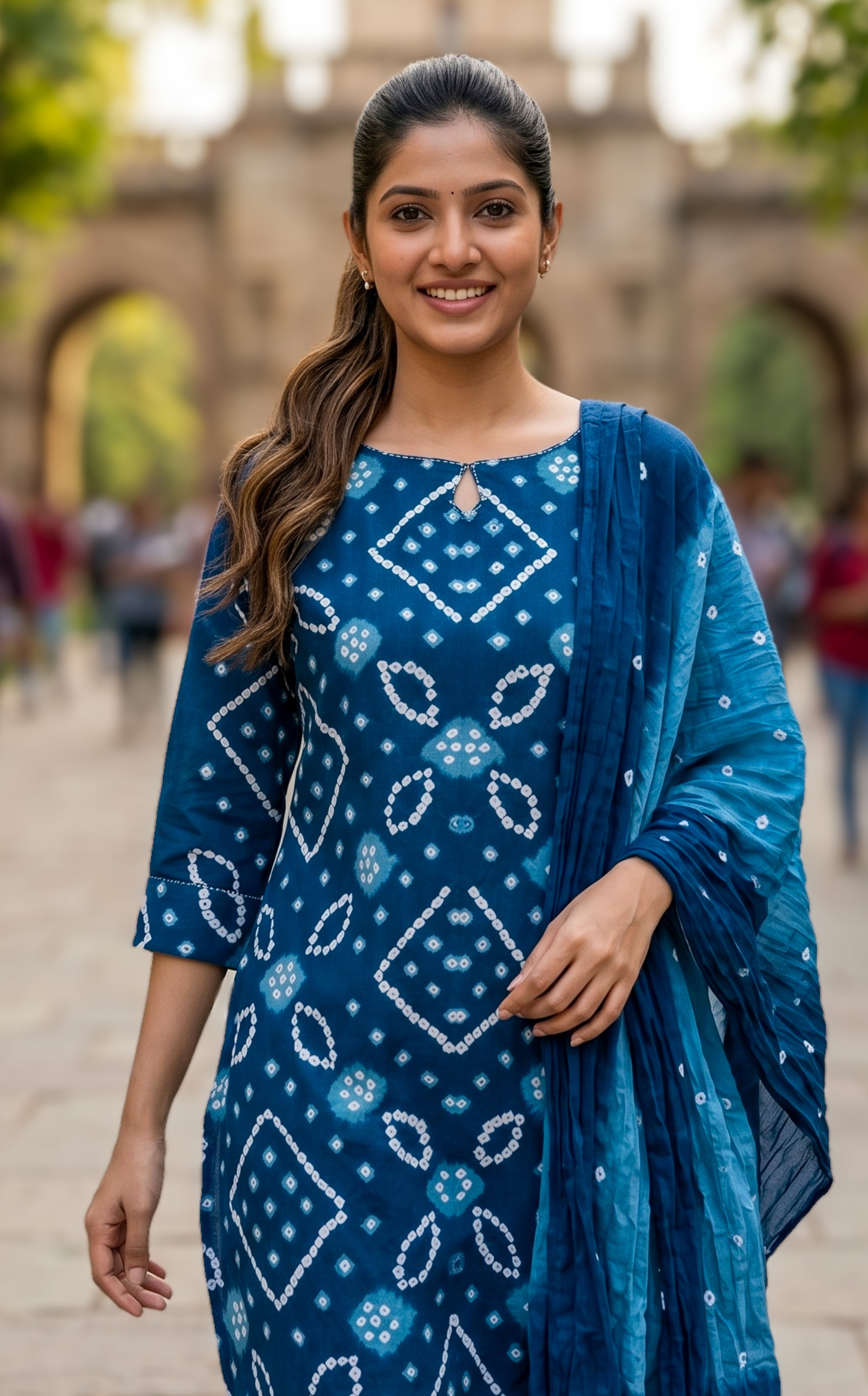 Rithushka Peacock Blue (Kurti+Pant+Dupatta)