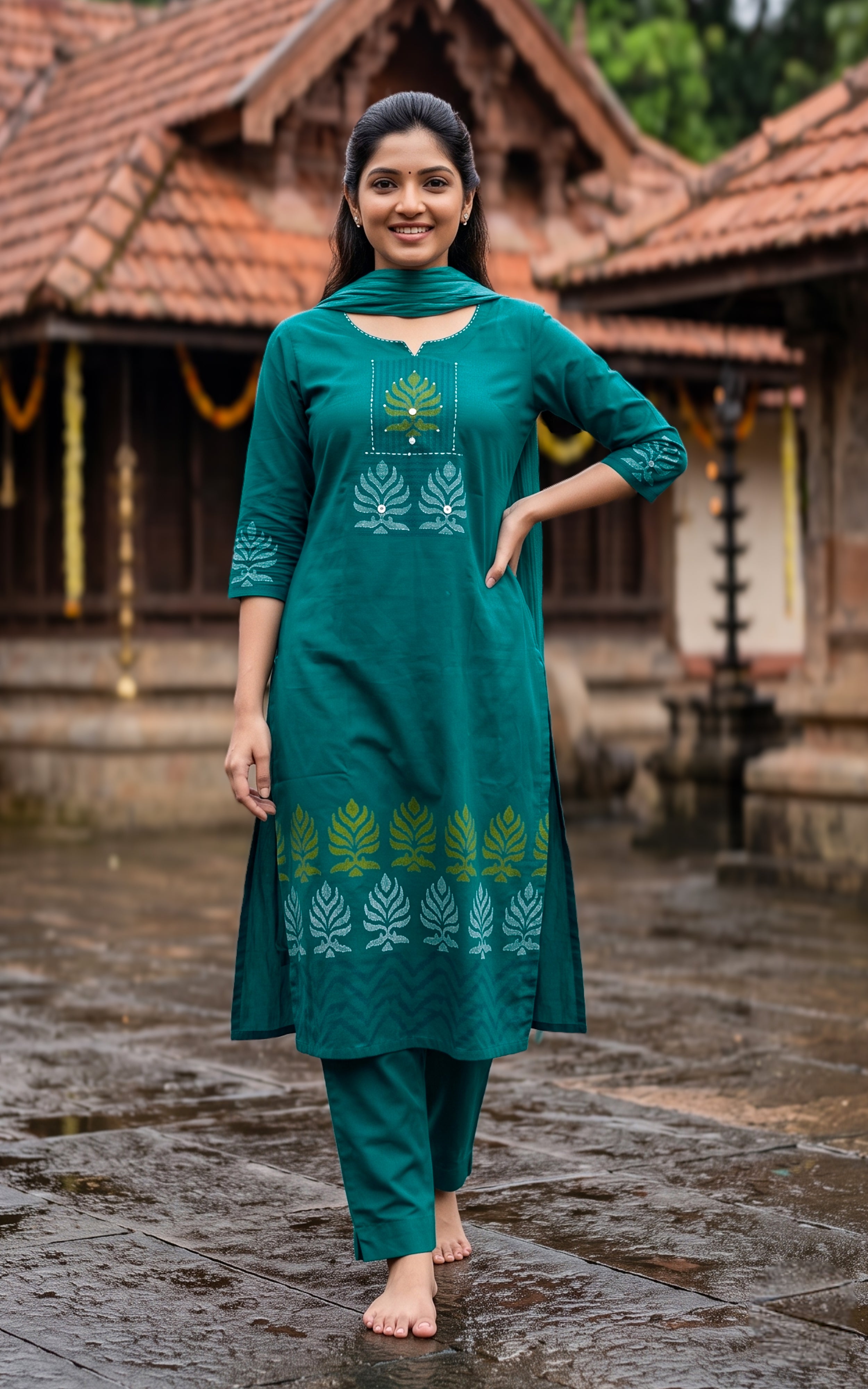 Shanvitha Handblock (Kurti+Pant+Dupatta)