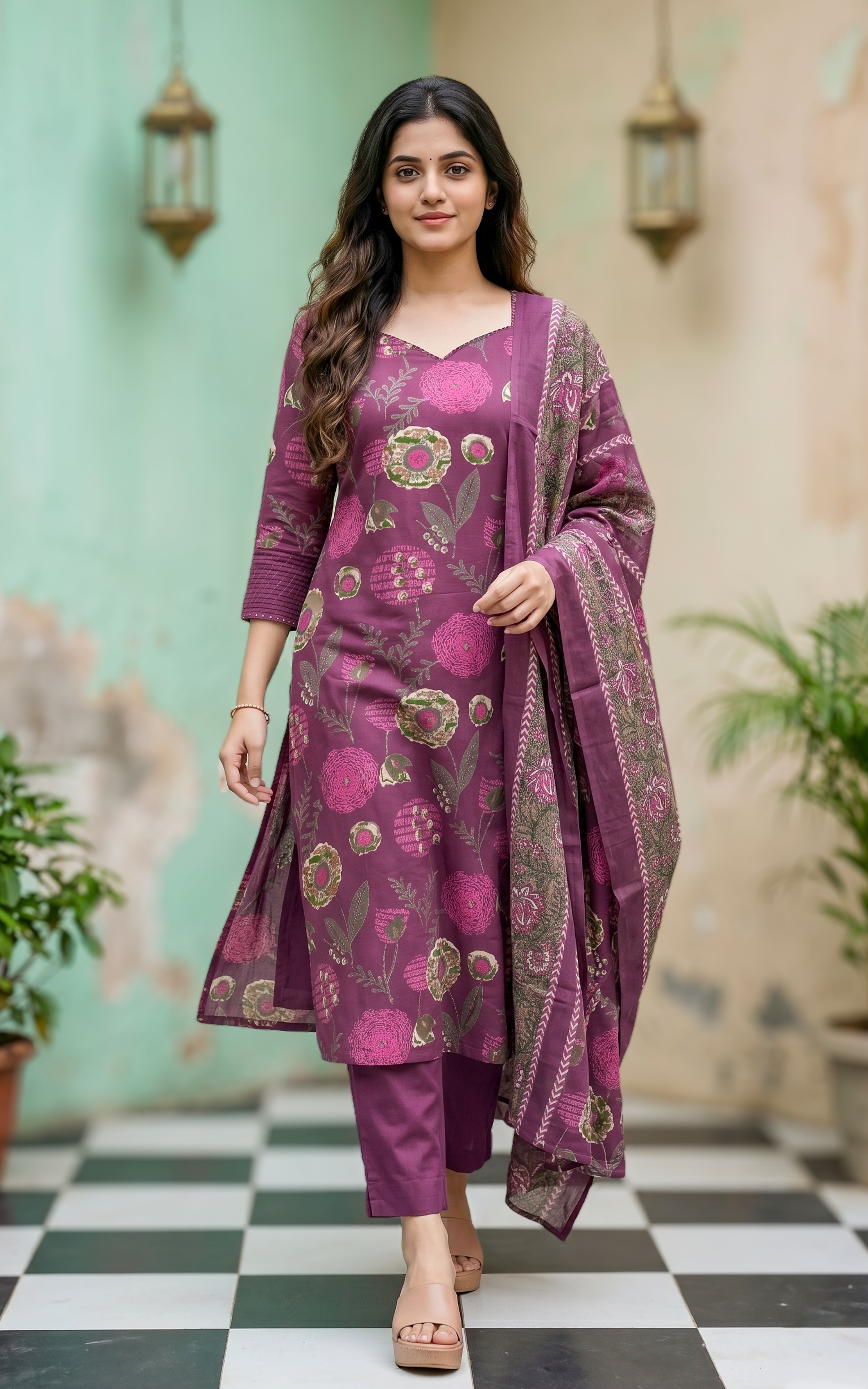 Printed cotton straight cut kurti set for women

Cotton kurti with side slit design