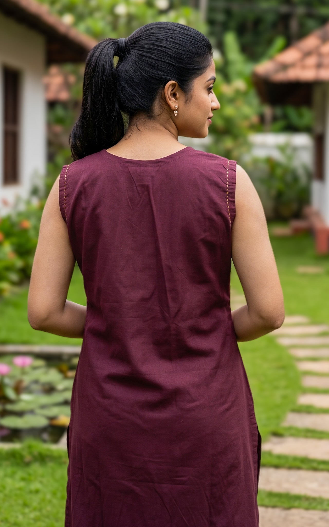 Ranvika Plum Handblock (Kurti+Pant+Dupatta)