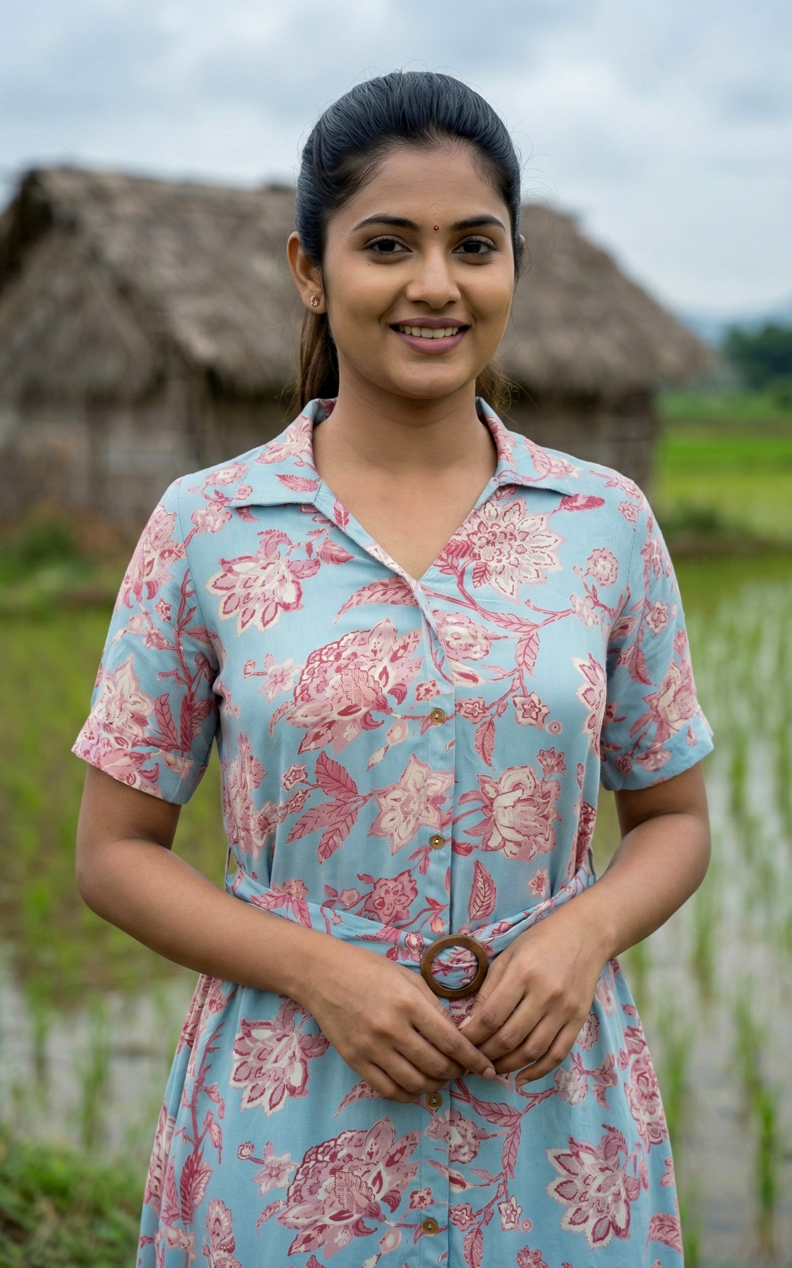 Adjustable Waist Belt Dress