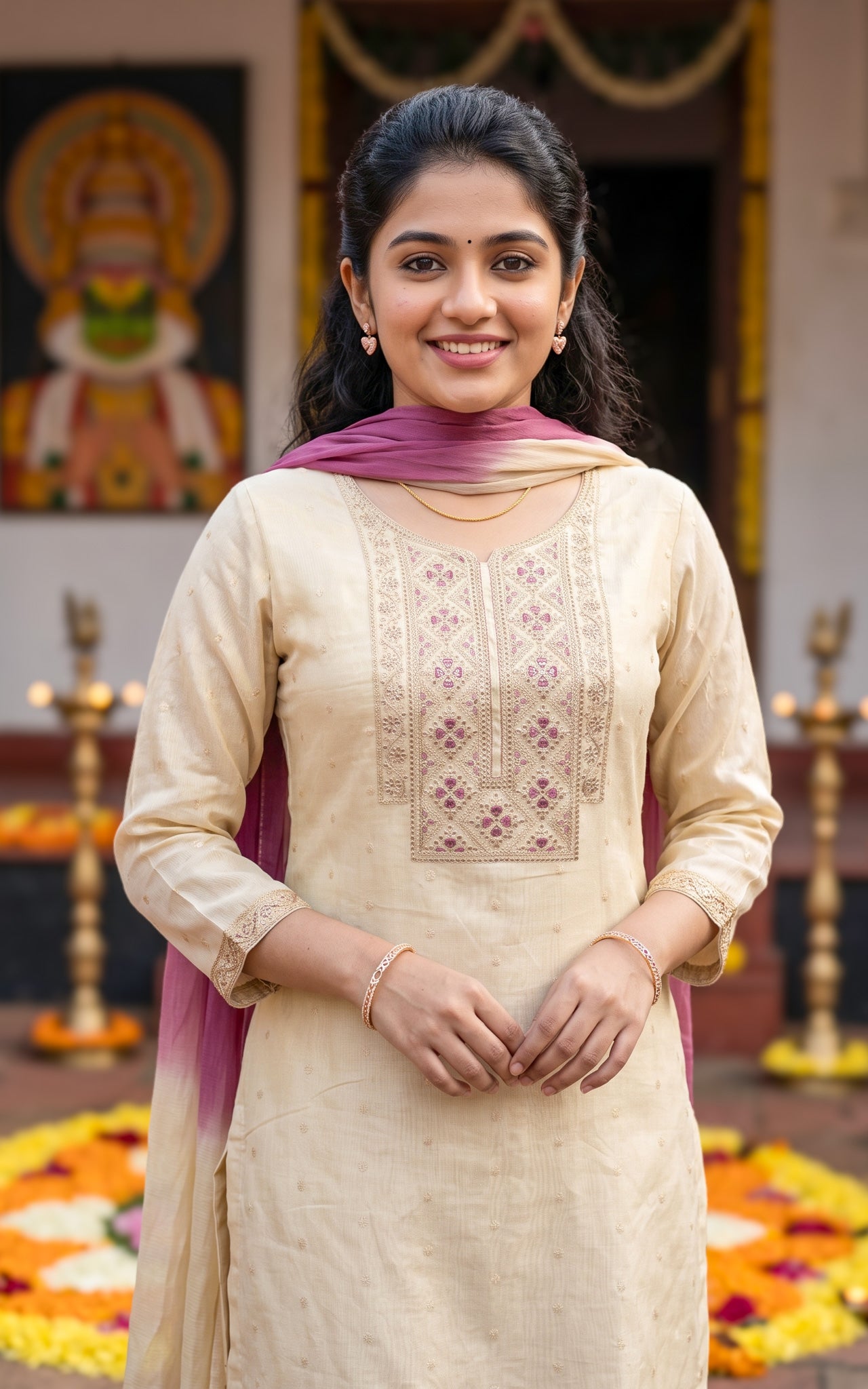 Mullapoo (Kurti+Pant+Dupatta)