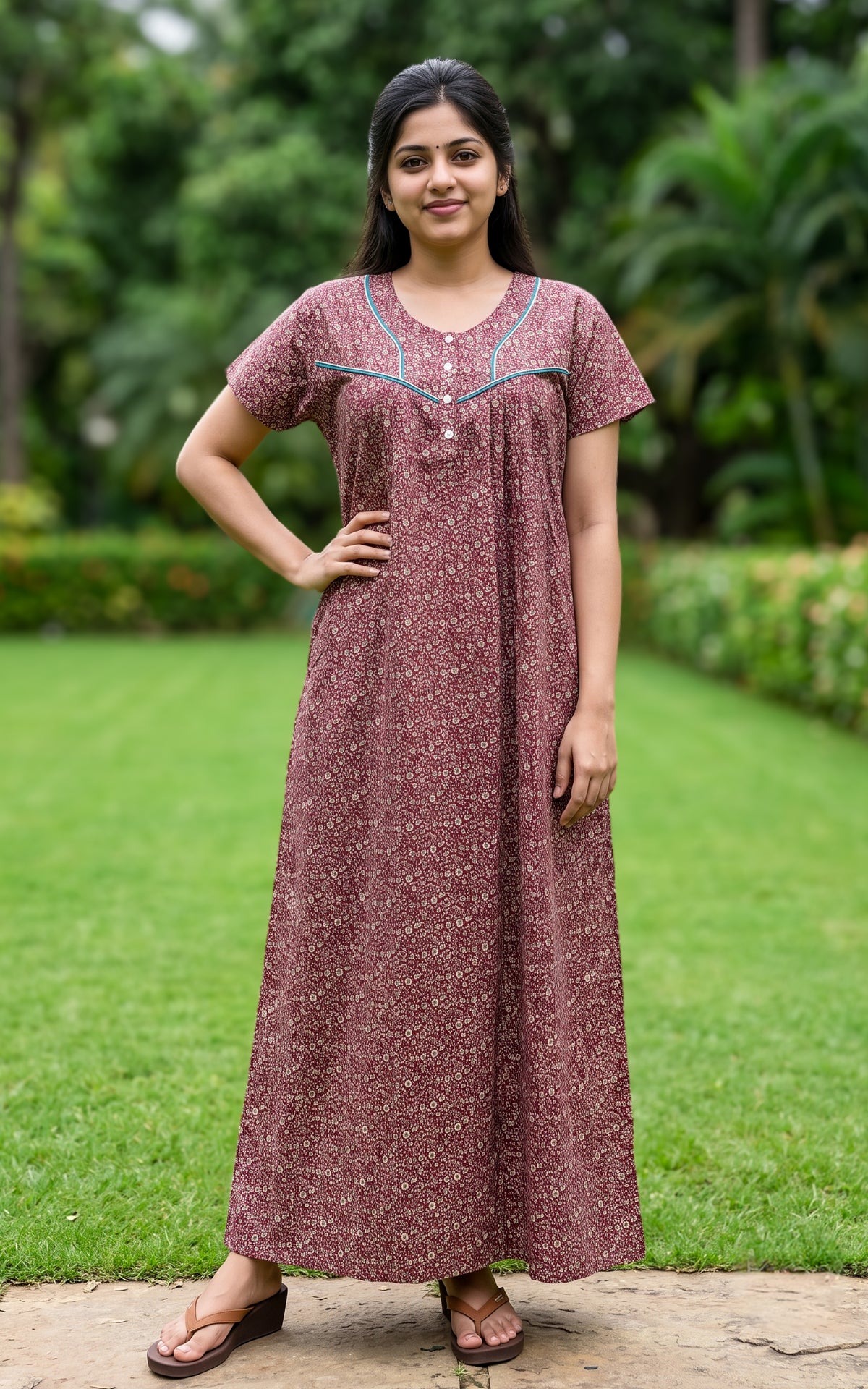Cotton Straight Fit Nighty-166SS3