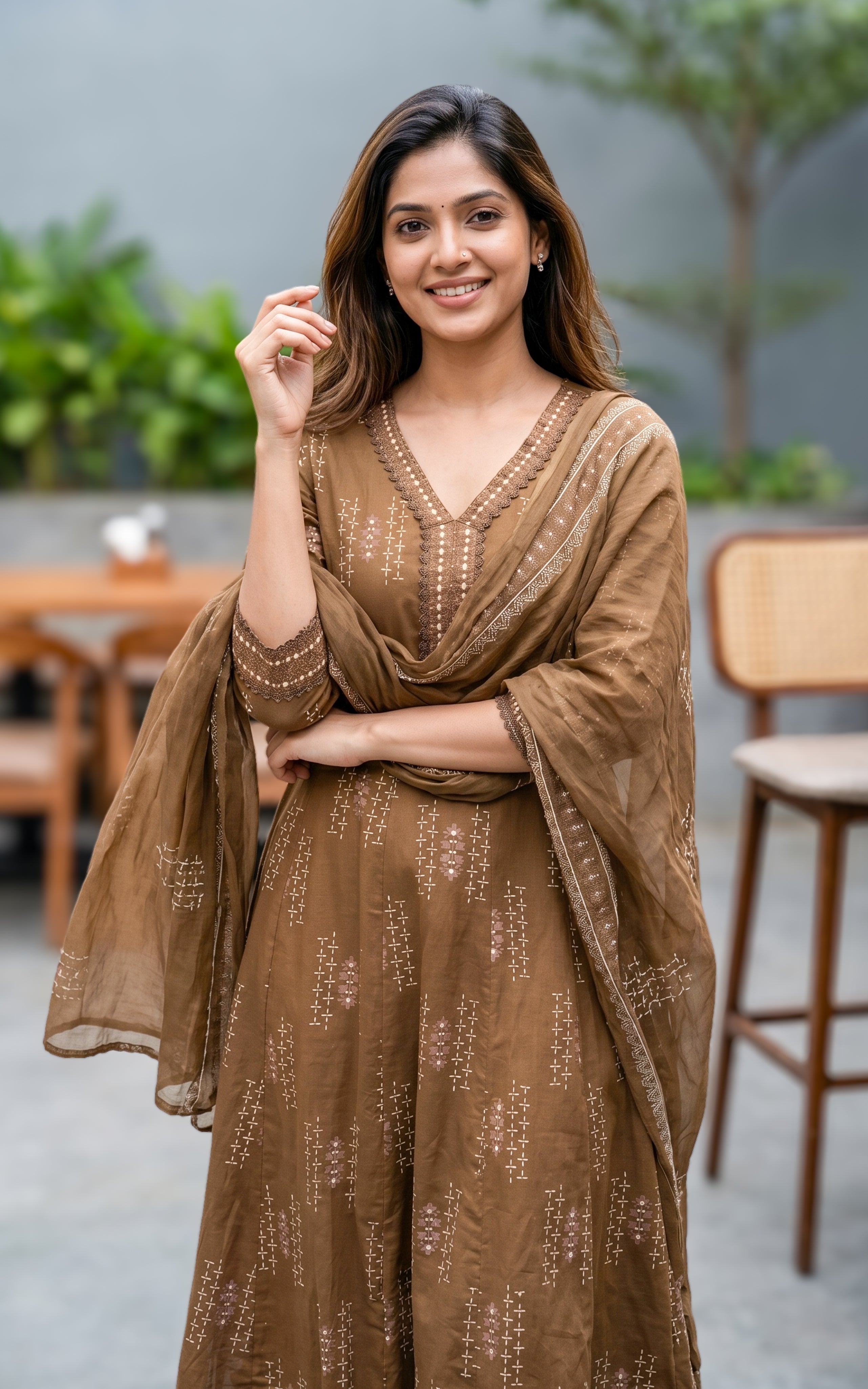 Sharmila Brown (Kurti+Pant+Dupatta)