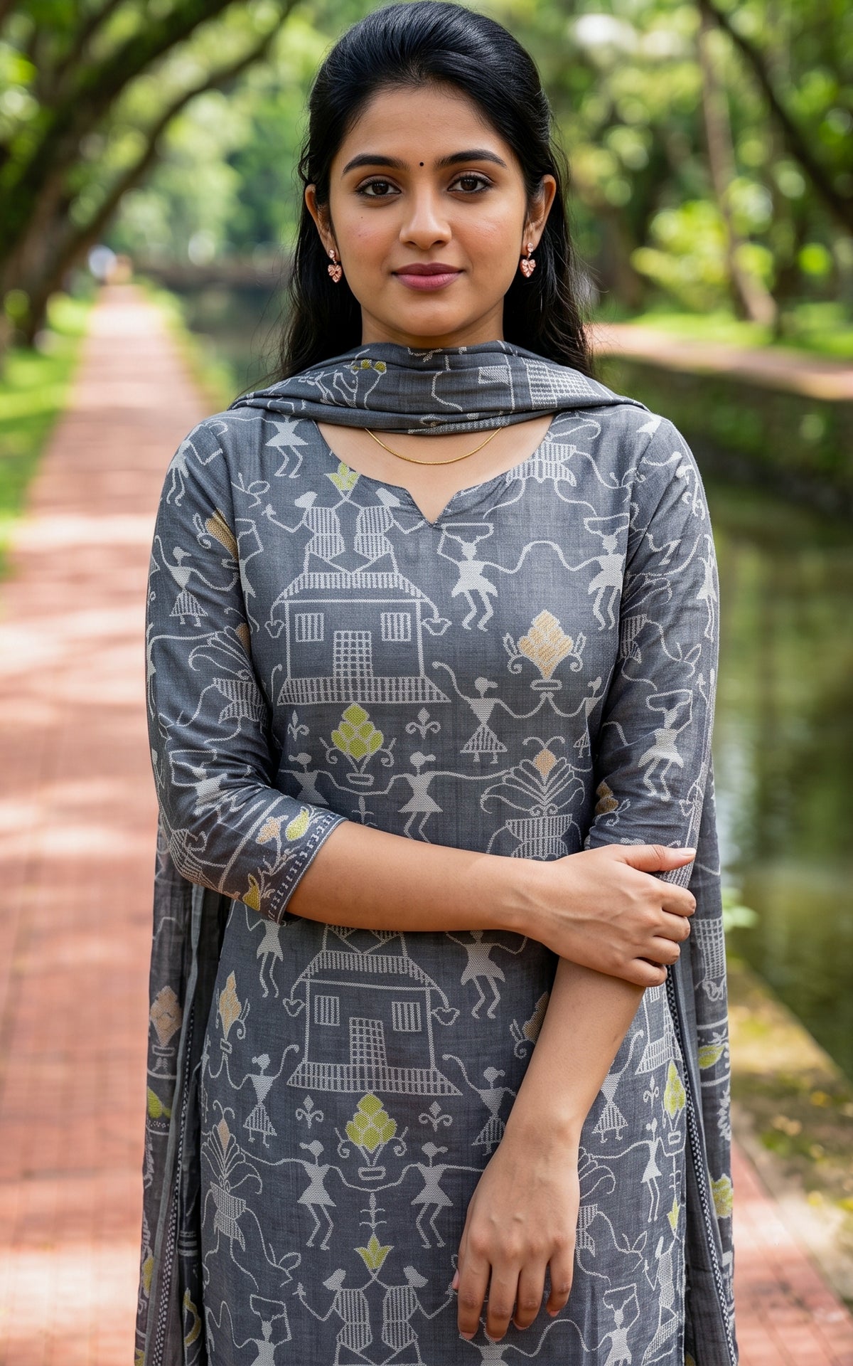 Farhana Dark Grey (Kurti+Pant+Dupatta)