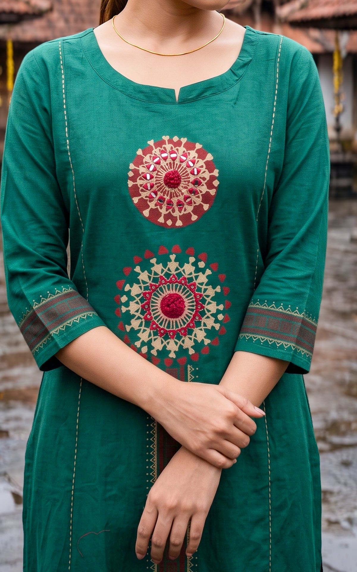 Gangai Handblock (Kurti+Pant+Dupatta)