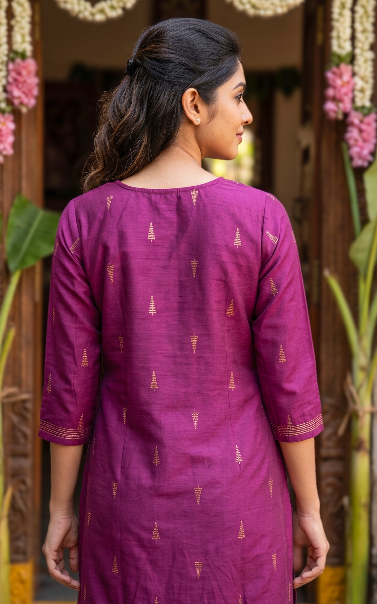 Navarathna Magenta (Kurti+Dupatta)
