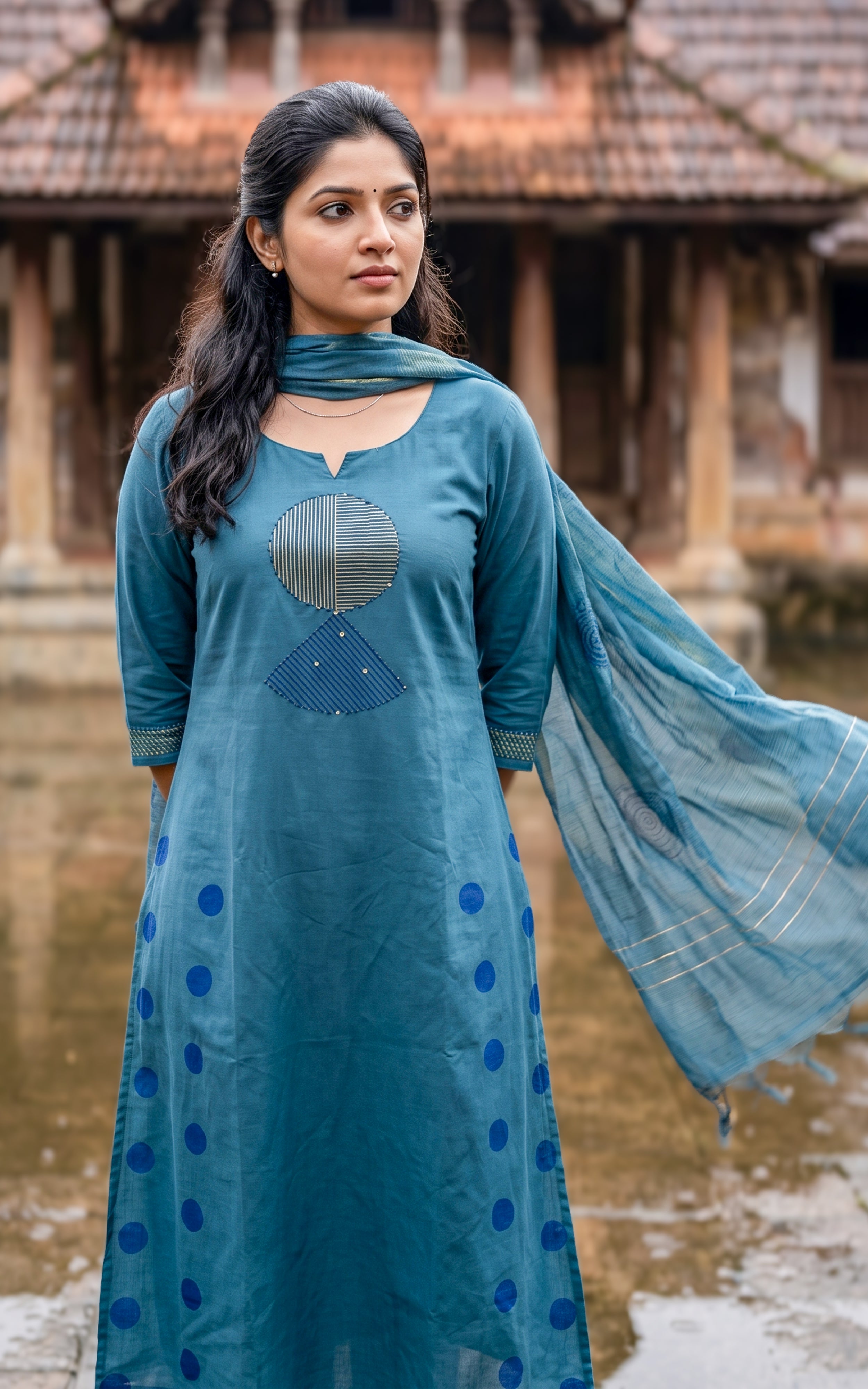 Sangeetha Handblock (Kurti+Pant+Dupatta)