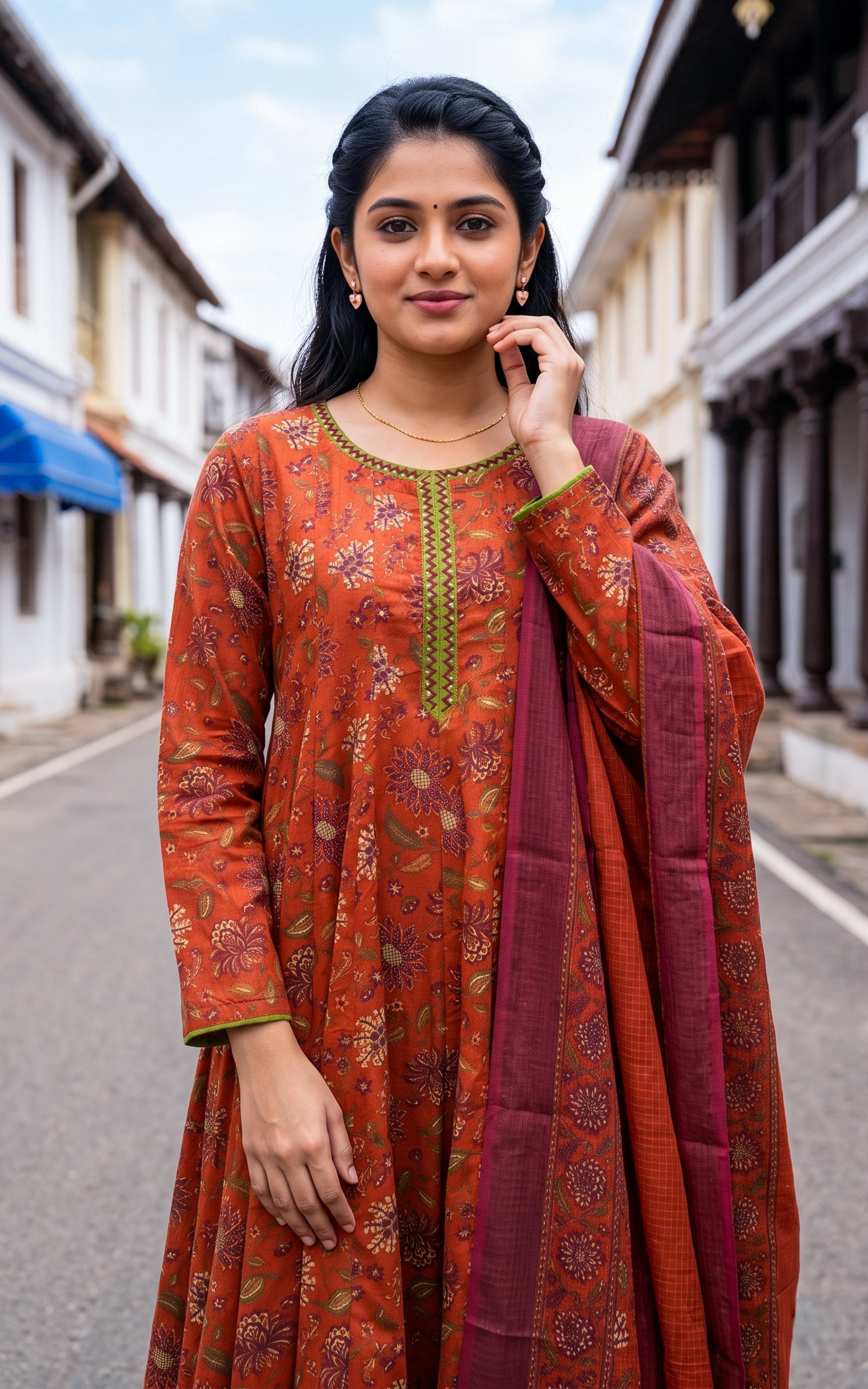Thendral Rust (Kurti+Dupatta)