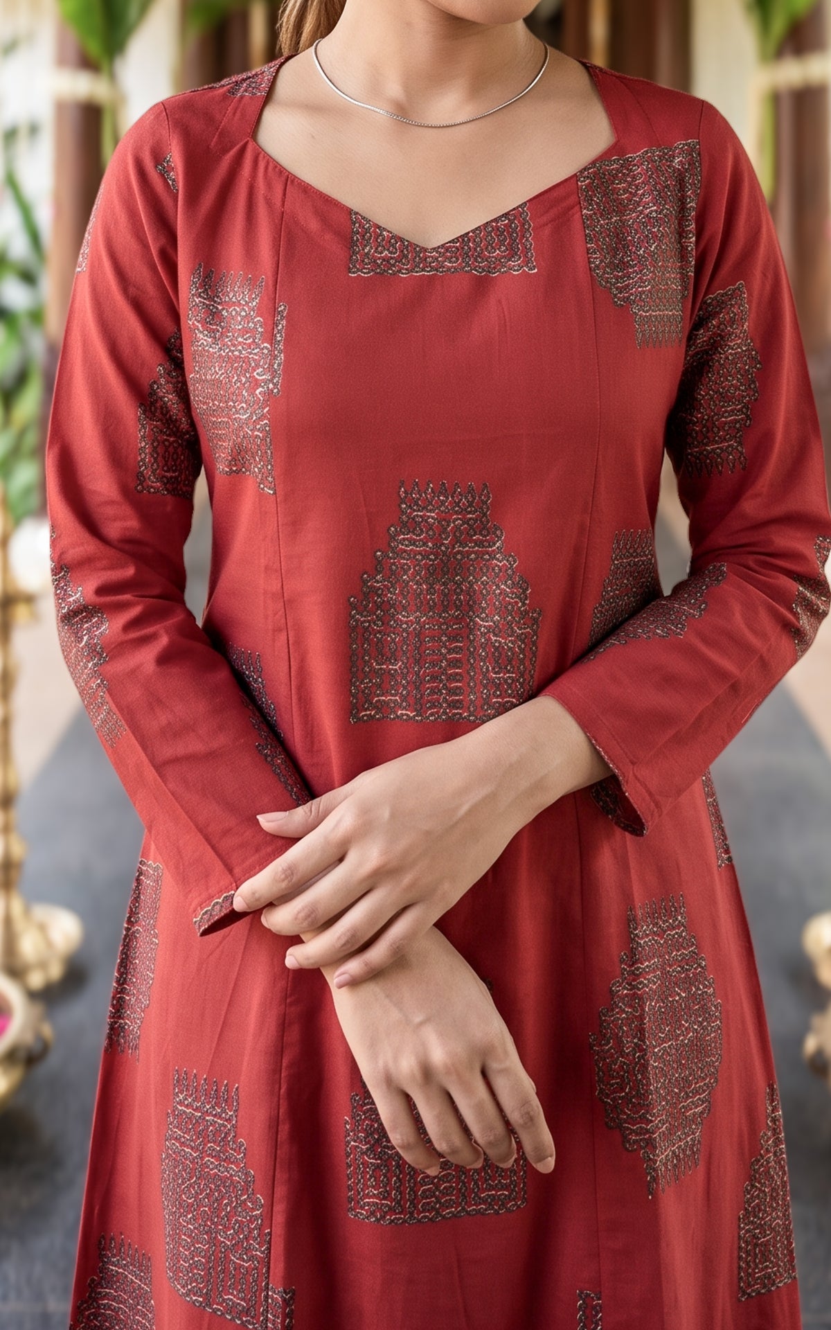 Yoshika Brick Red (Kurti+Dupatta)