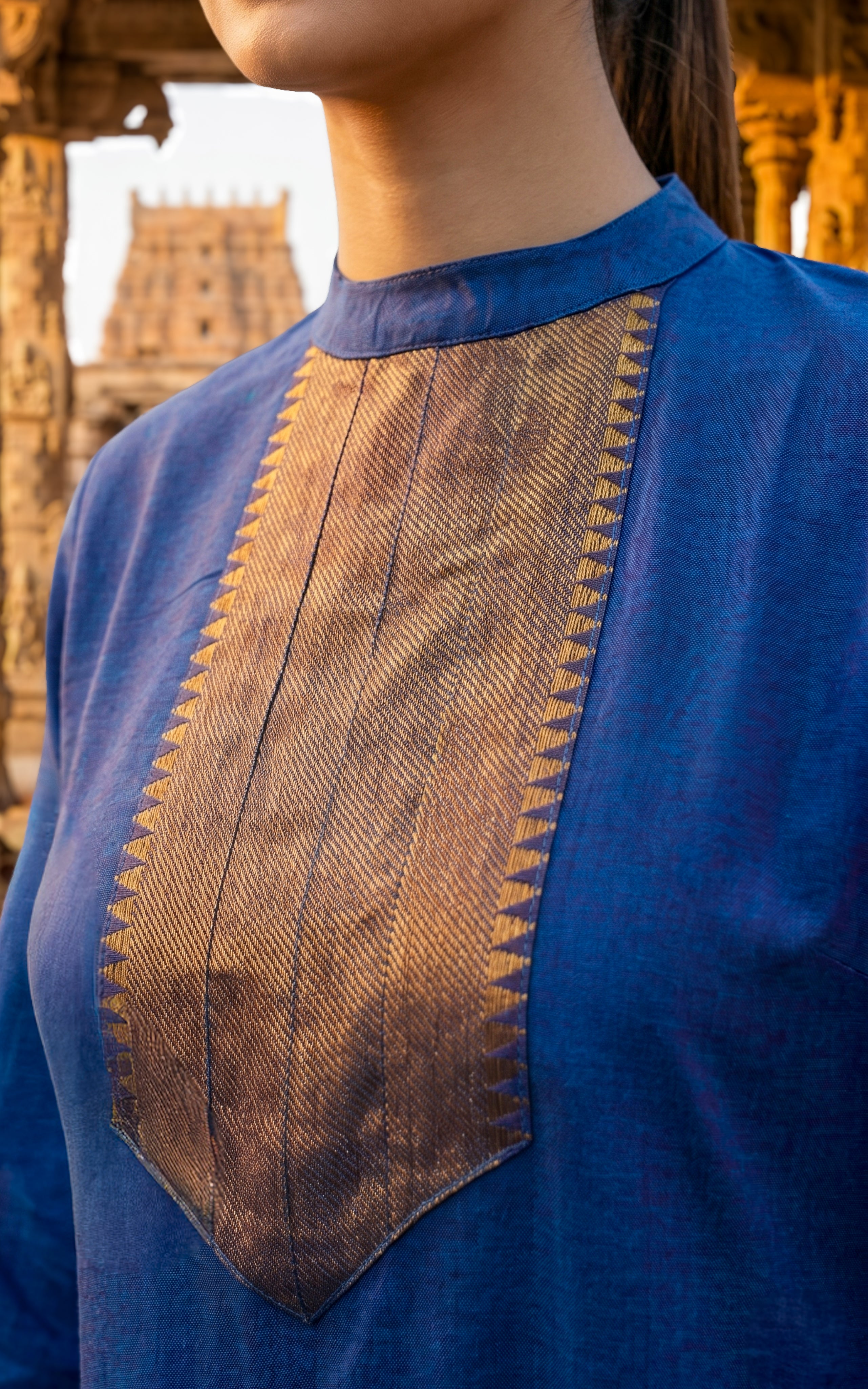 Blue ethnic south cotton kurti for women
